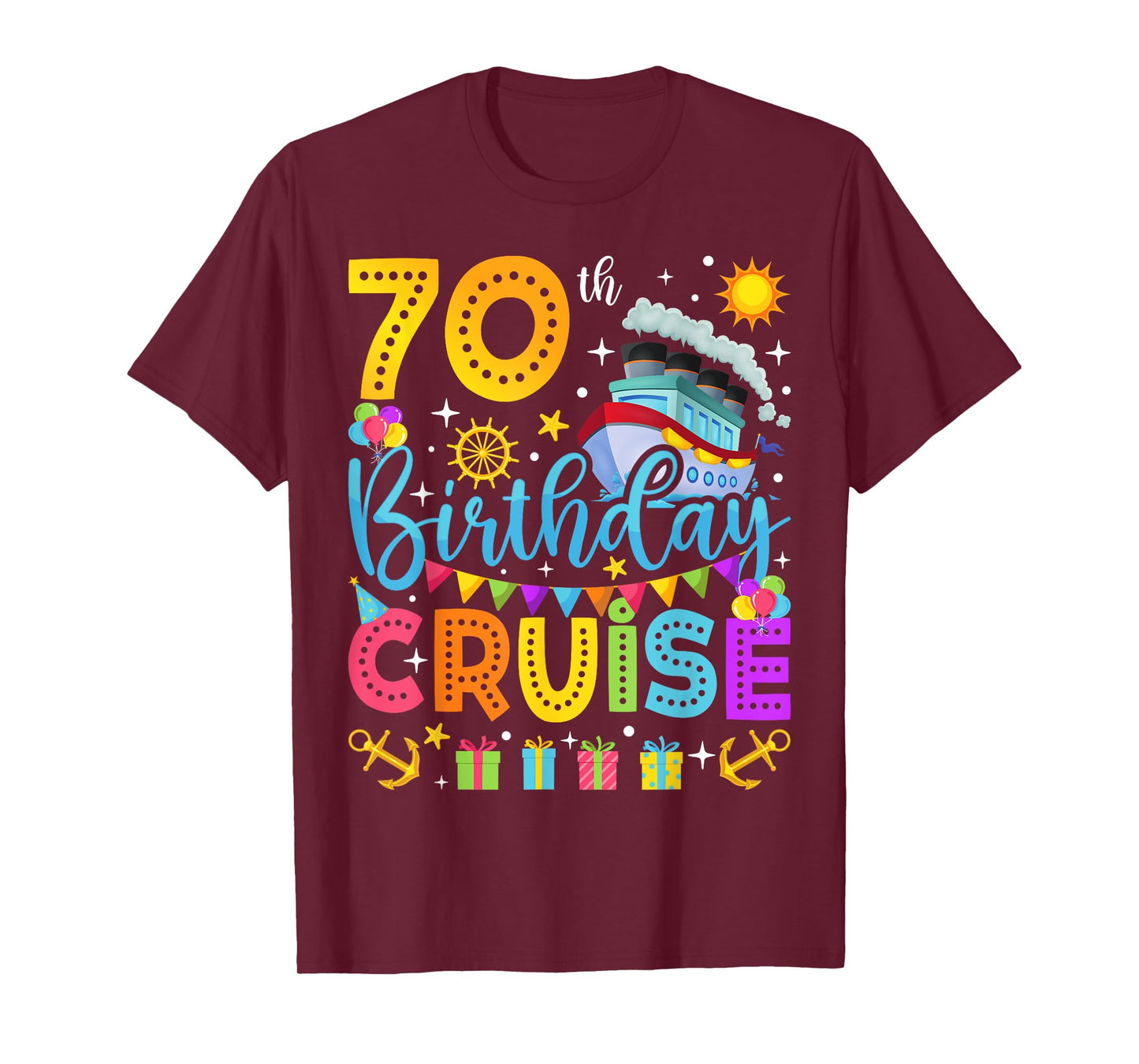 70th Birthday Cruise Cruising Lover 70 Years Old Bday Party T-Shirt