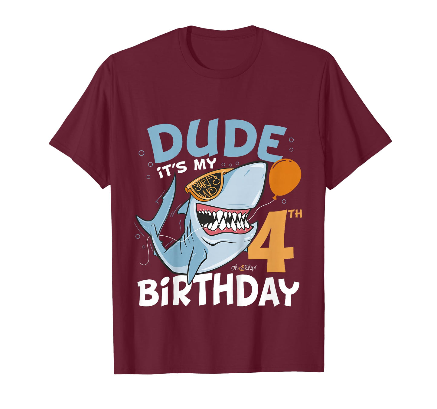 Kids Dude it's my 4th Birthday - 4th Shark Birthday Boy 4th T-Shirt