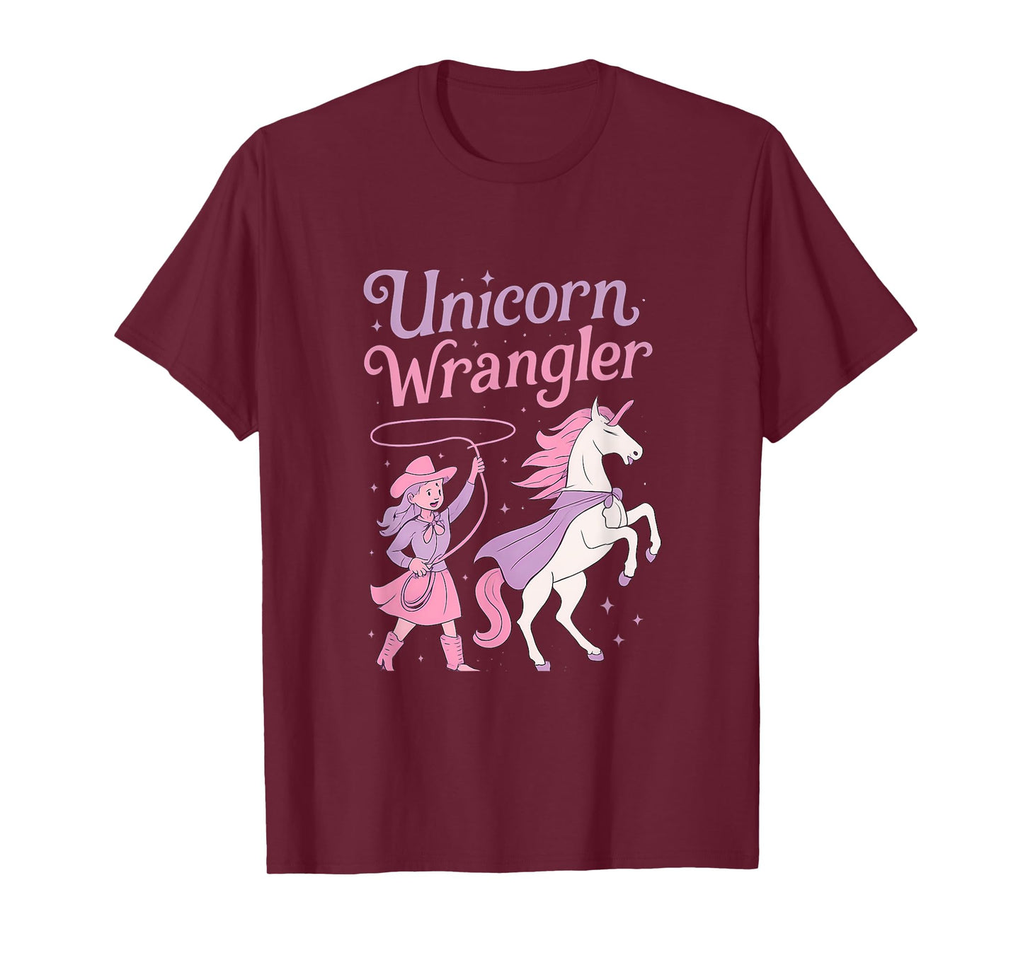 Unicorn Wrangler Cowgirl Magical Western Fantasy Art T-Shirt