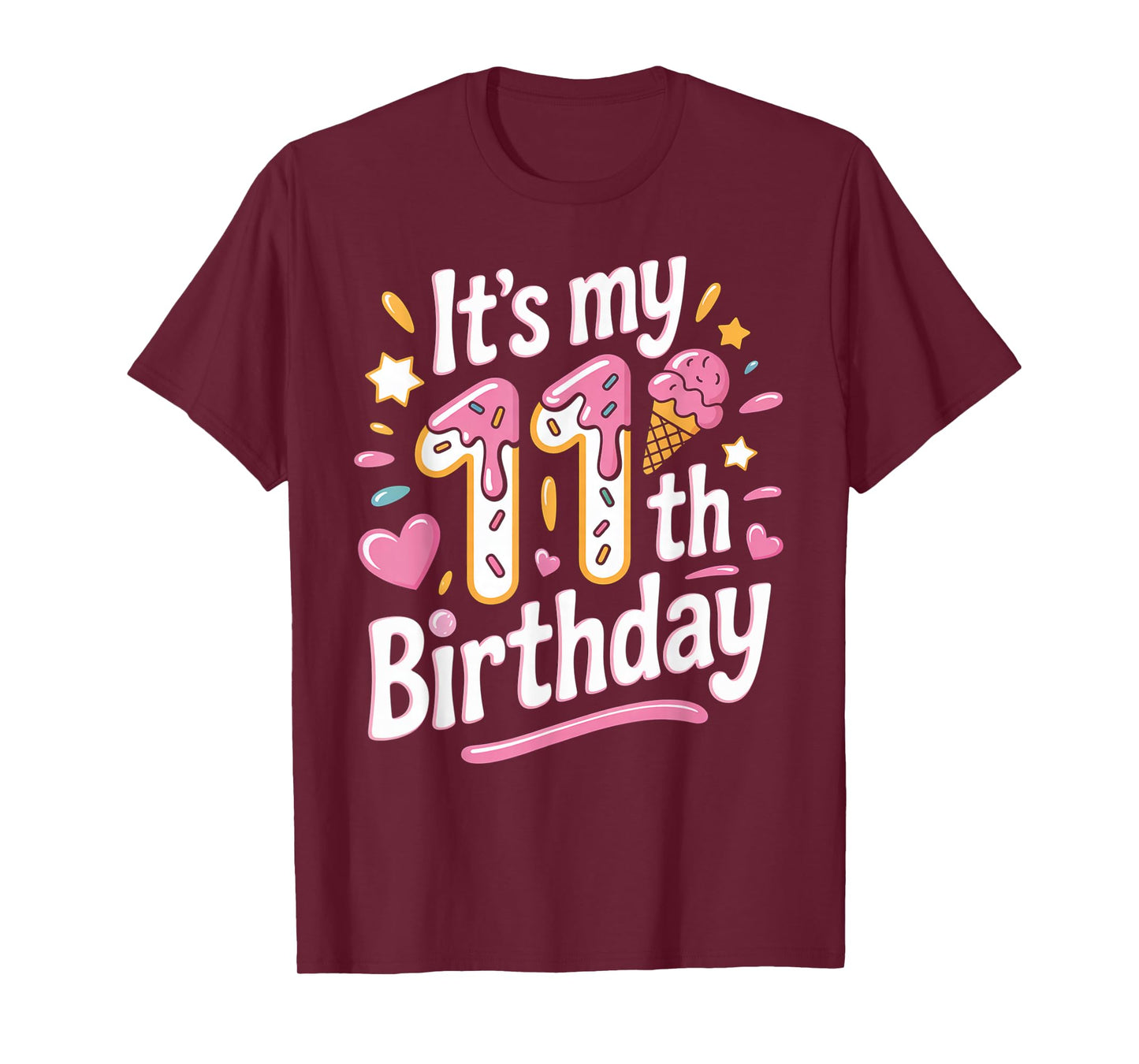 Ice Cream 11th Birthday For Girls 11 Year Old Birthday T-Shirt