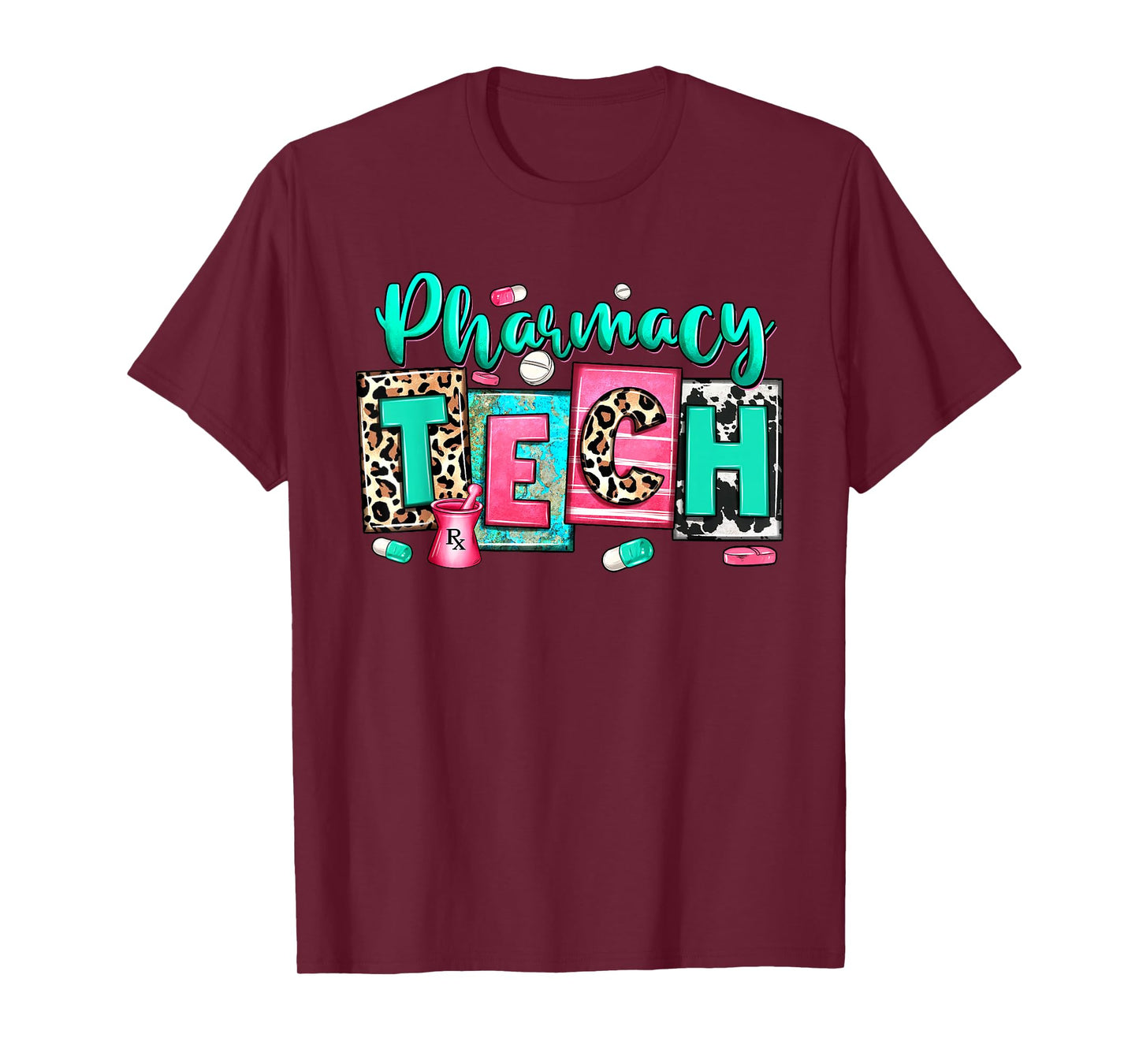 Women Pharmacy Tech Leopard Medical Pharmacy Technician Life T-Shirt