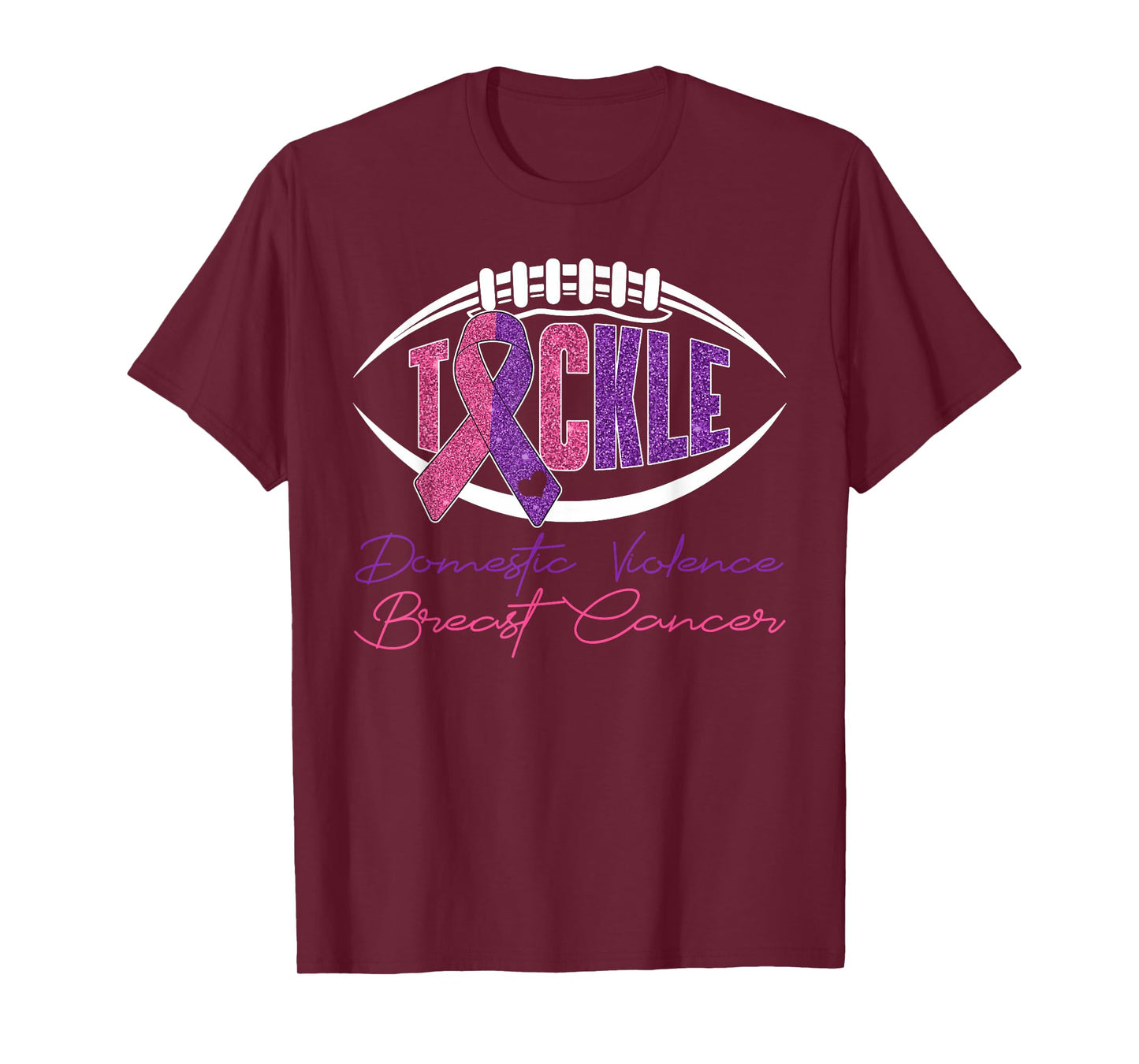 Tackle Domestic Violence & Breast Cancer Awareness Football T-Shirt