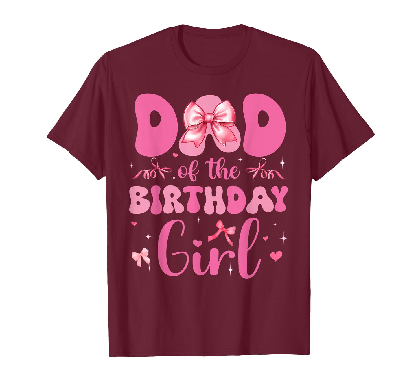 Dad Of The Birthday Girl Pink Coquette Bow Family Matching T-Shirt