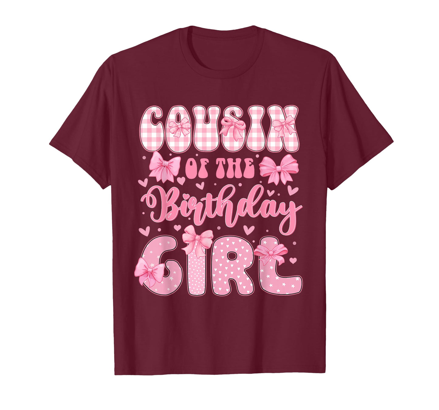 Cousin Of The Birthday Girl Family Pink Coquette Bow Bday T-Shirt