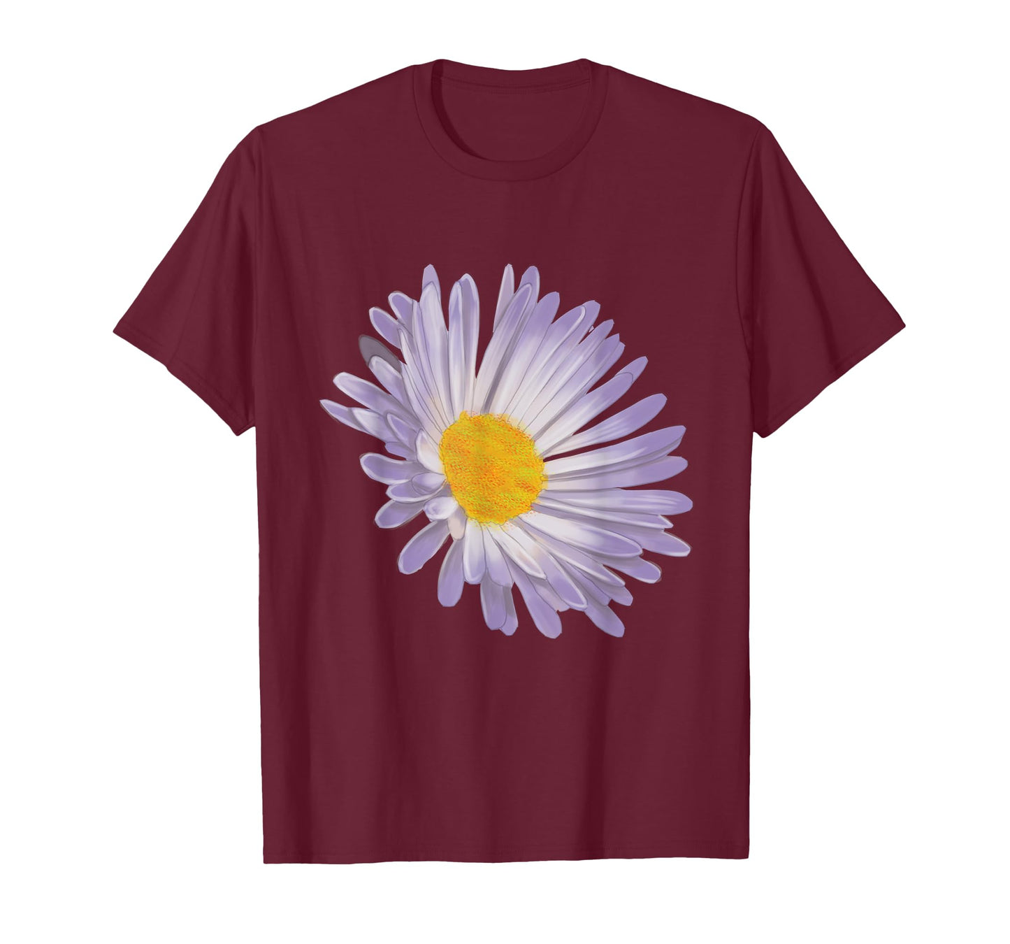 Purple Aster Flower, Handpainted Style Graphic Daisy T-Shirt T-Shirt