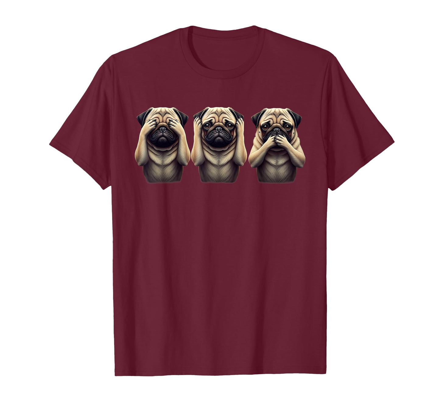 Cute See No Evil Hear No Evil Speak No Evil Three Pug T-Shirt