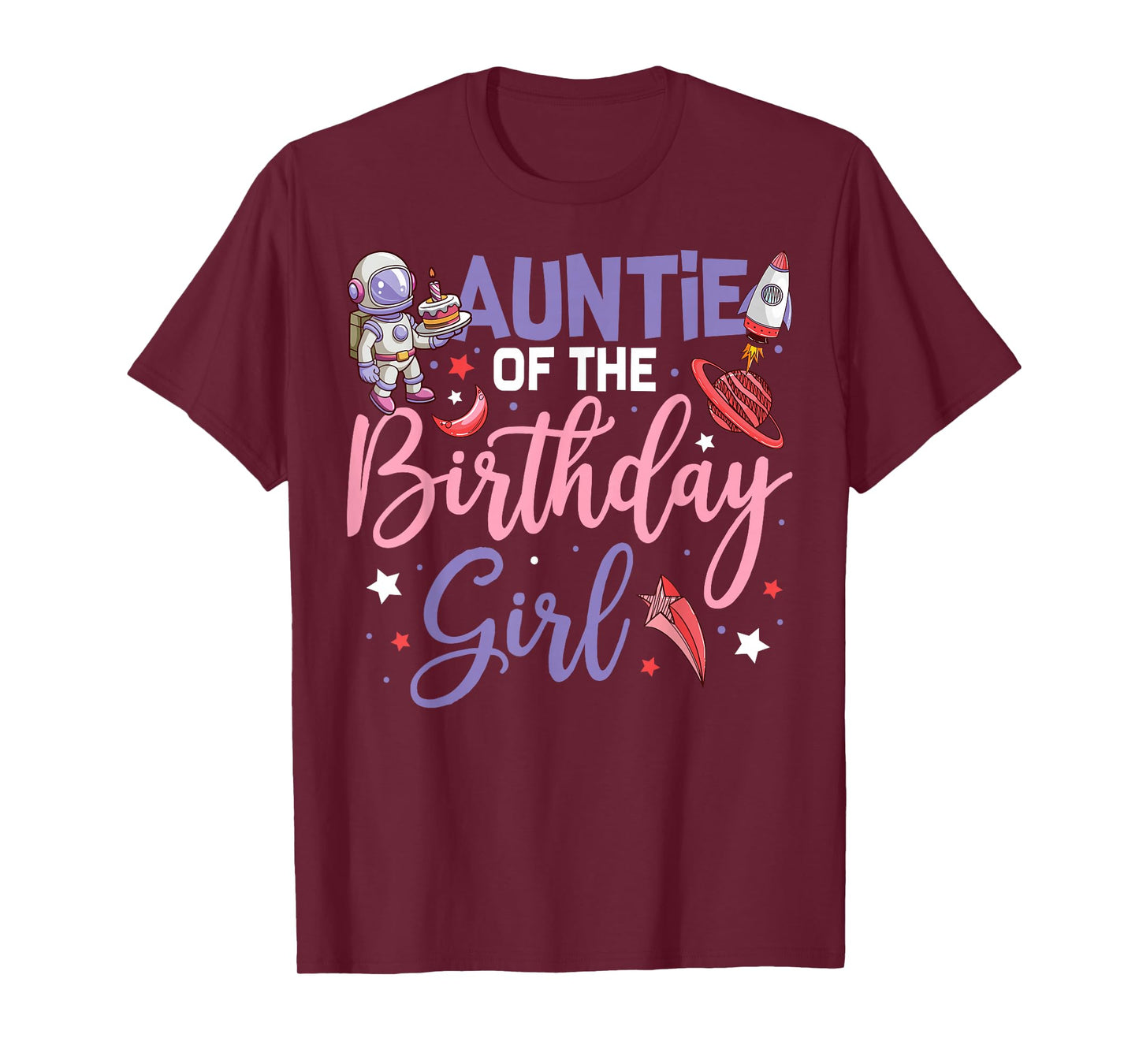 Two The Moon Auntie Of the Birthday Girl Astronaut Family T-Shirt