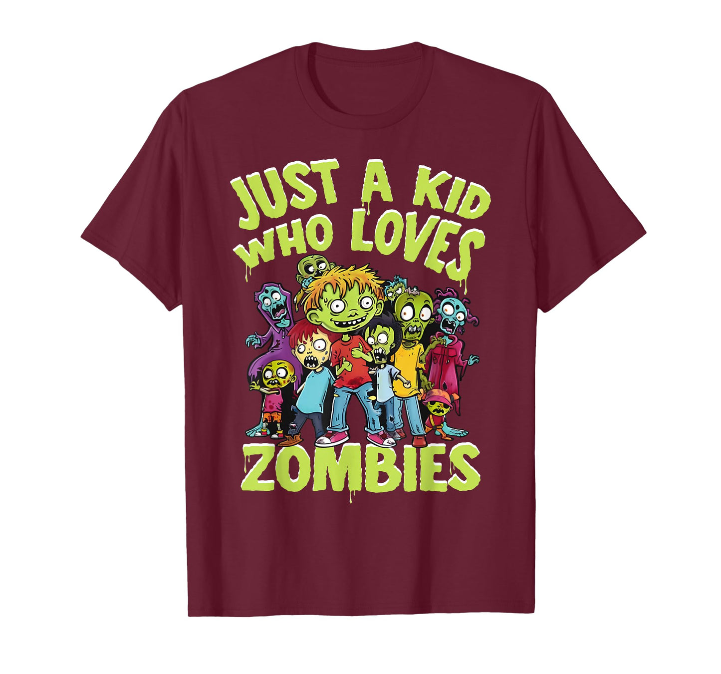 Halloween Zombie Funny Just A Kid Who Loves Zombies Kids T-Shirt