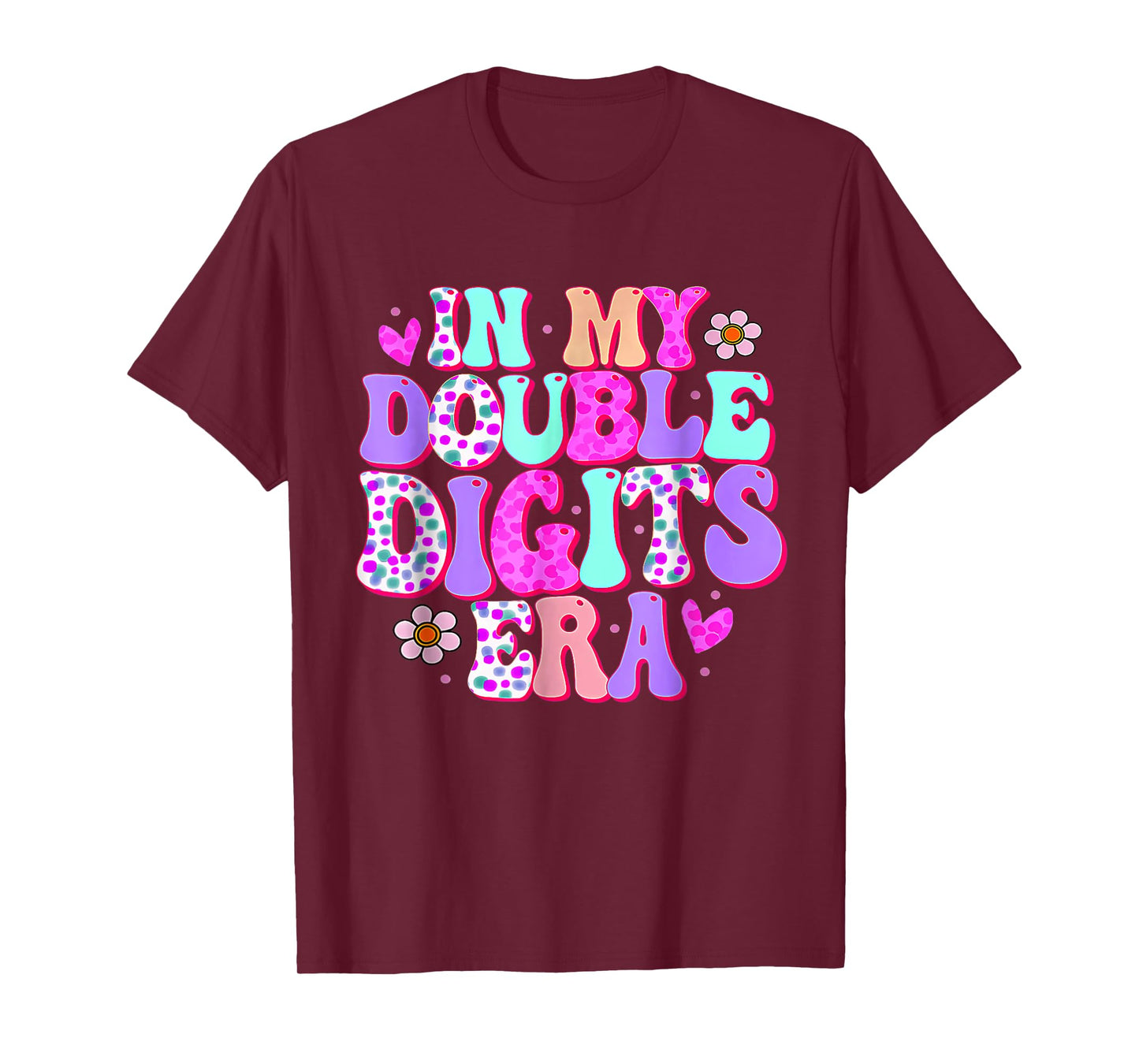 In My Double Digits Era 10 Year Old Gift Birthday Girl Retro T-Shirt