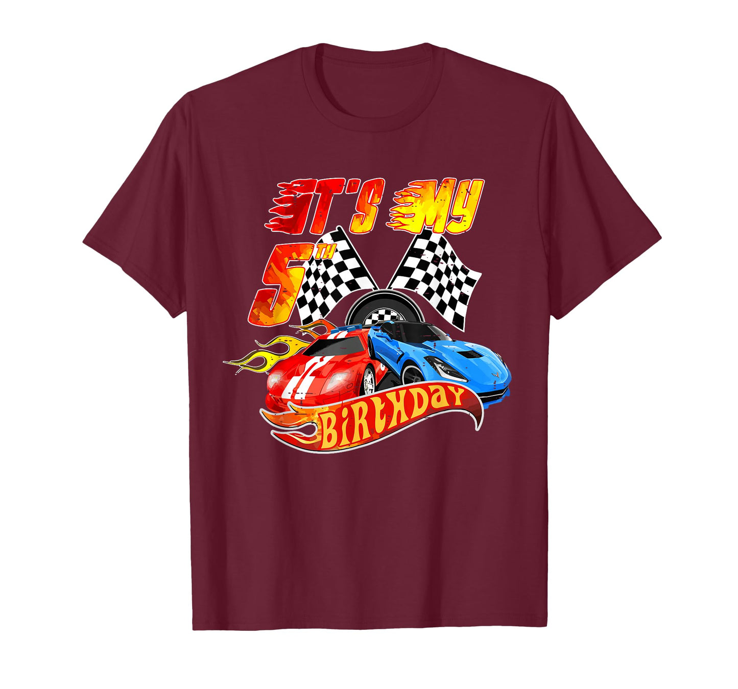 It's My 5th Birthday Kid 5 Year Old Race Car Birthday Racing T-Shirt