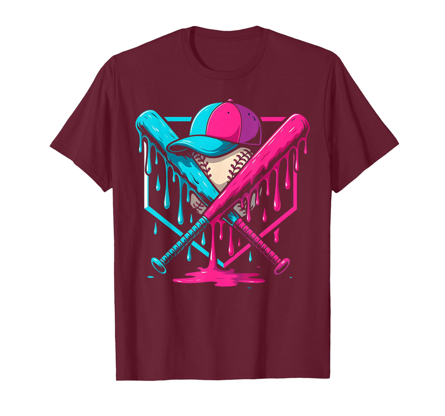 Baseball Ice Cream Drip Youth Home Plate Baseball Boys T-Shirt