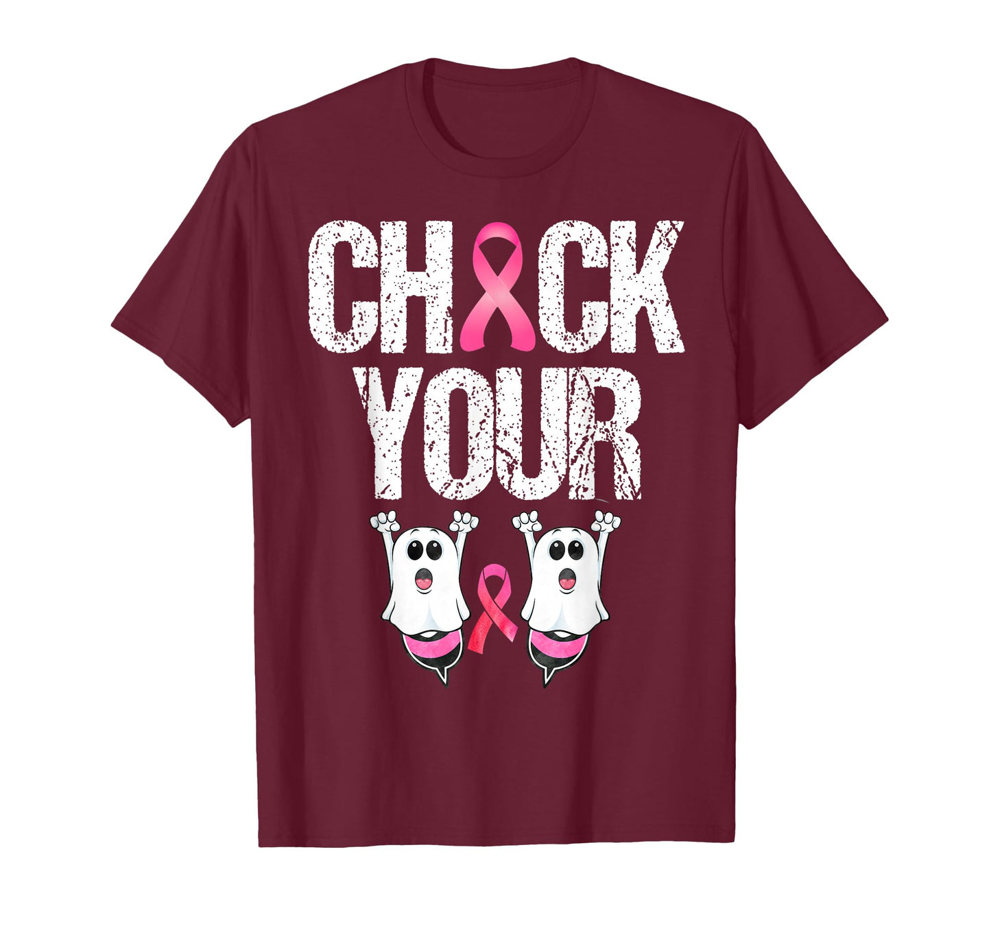 Check Your Boo Bee Funny Ghost Halloween Cancer Breast Pink T-Shirt