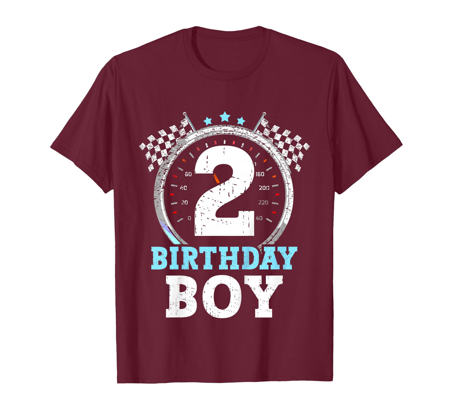 Kids 2nd Birthday Boy 2 Second Race Car Birthday Racing Car Flag T-Shirt