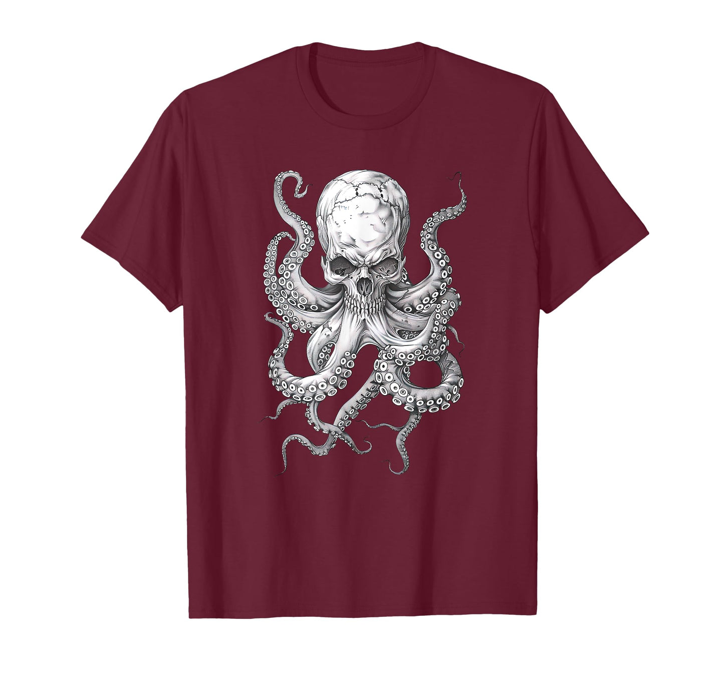 Vintage Skull Octopus Kraken Ocean Monster Goth Grunge Art T-Shirt
