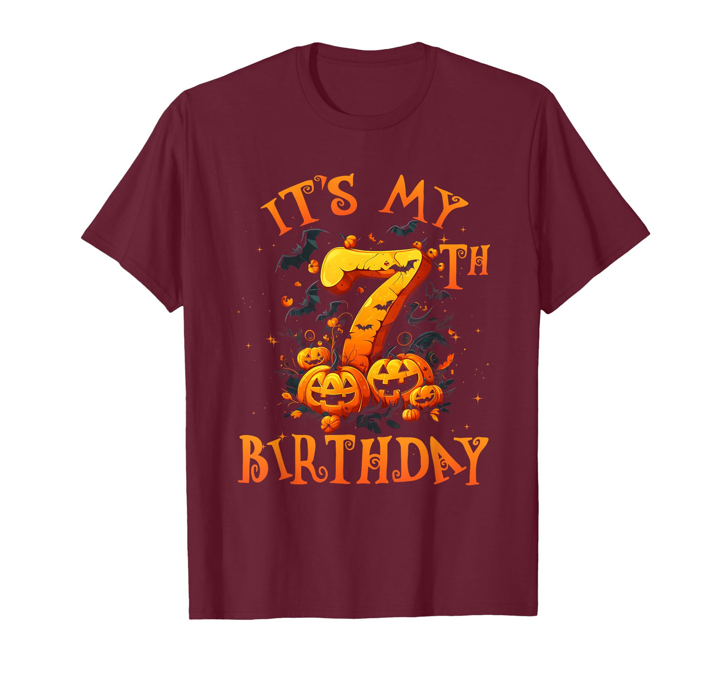Boo It's My 7th Birthday Halloween Pumpkin 7 Years Old T-Shirt