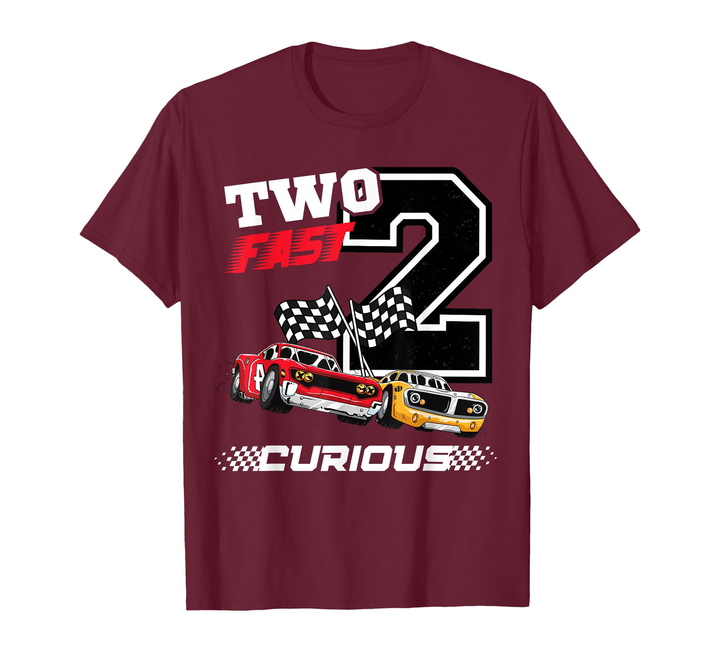 Kids Two Fast 2 Curious racing car 2nd Birthday boy gifts T-Shirt