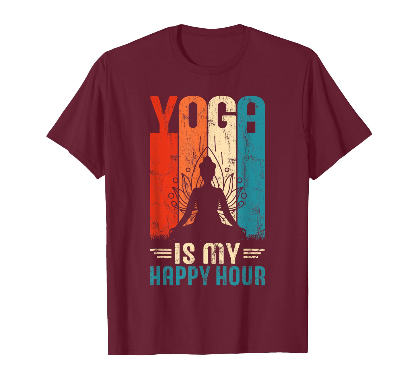 Retro Yoga Graphic Funny Saying Yoga Is My Happy Hour T-Shirt