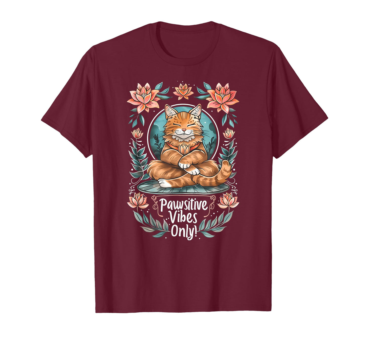 Pawsitive Vibes Only Yoga Poses Kitten Cat Men Women T-Shirt