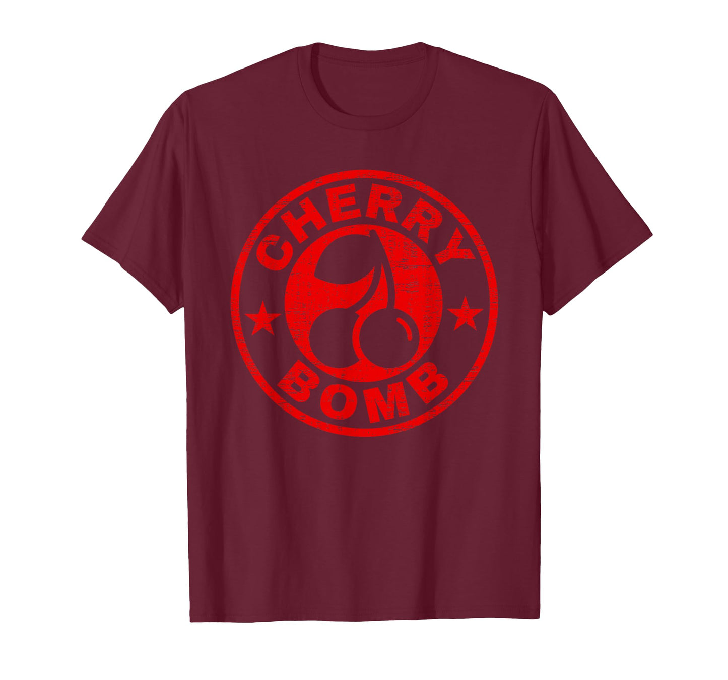 Cherry Bomb Retro Cherries Design Distressed T-Shirt