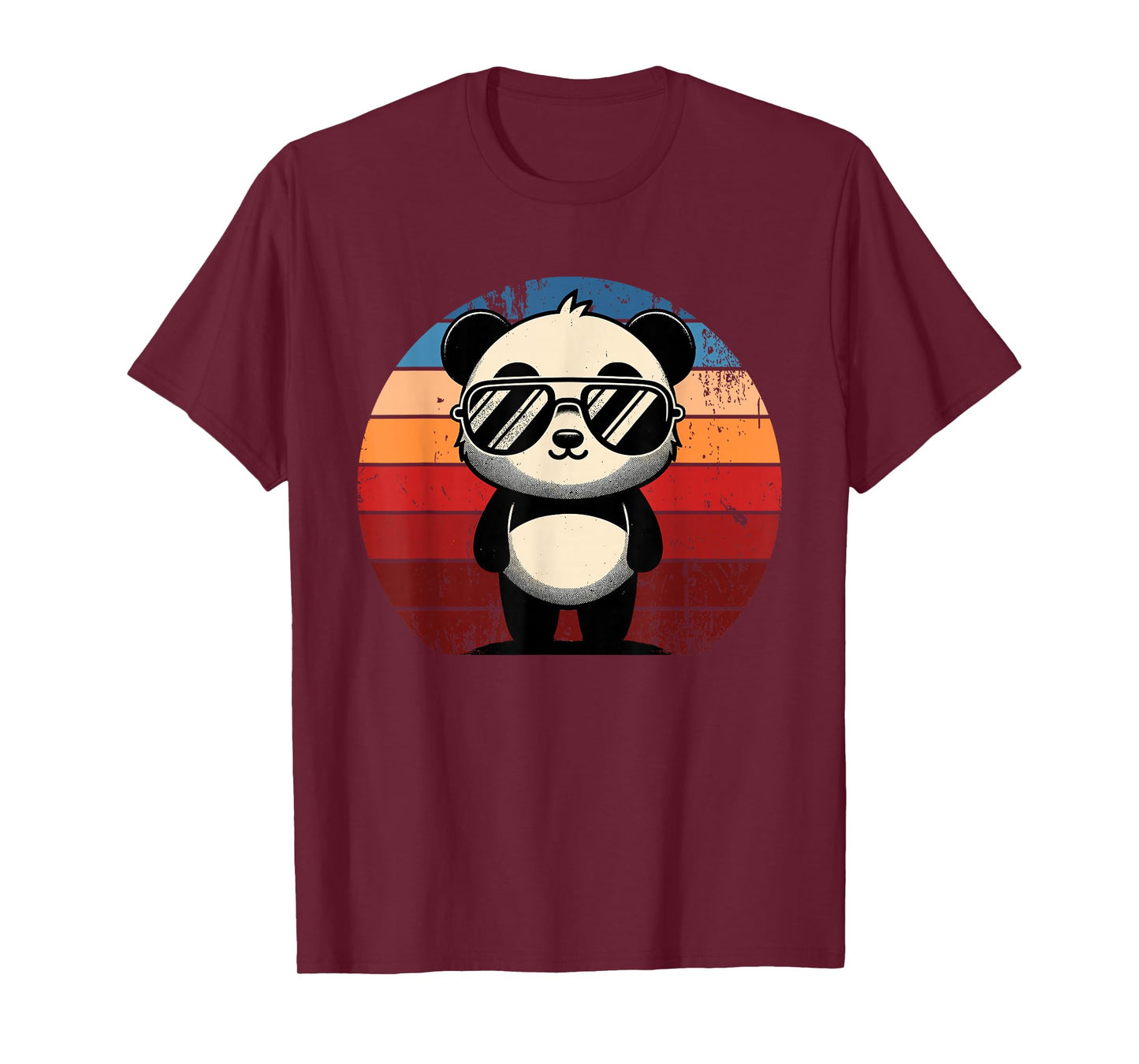 Retro Panda in Sunglasses BBQ Pool Party Funny Panda T-Shirt