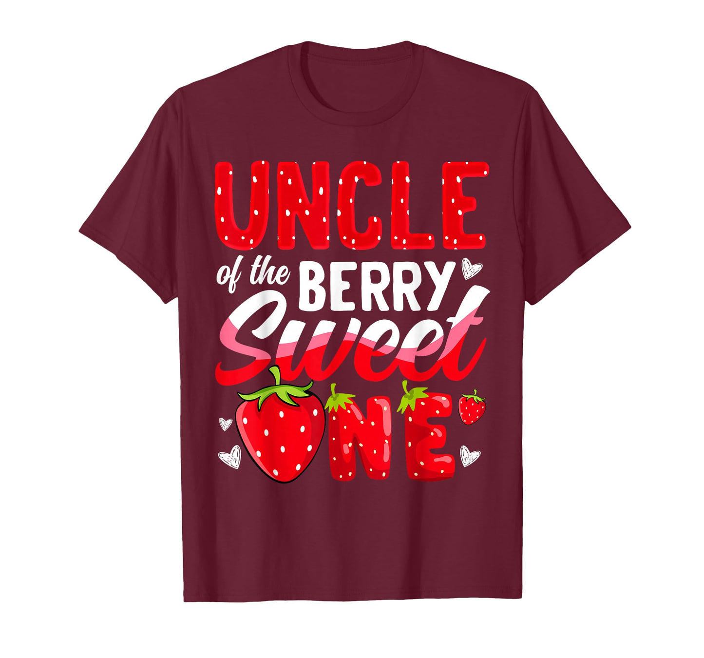 Uncle Of The Berry Sweet One Strawberry 1st Birthday T-Shirt