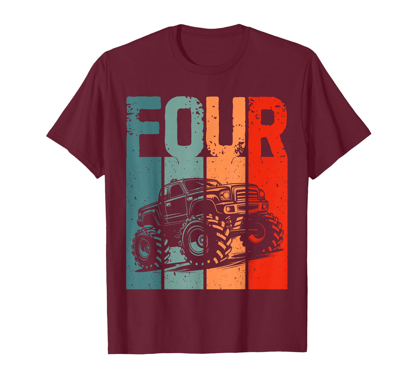 Kids I'm 4 This Is How I Roll Monster Truck 4th Birthday Boy T-Shirt