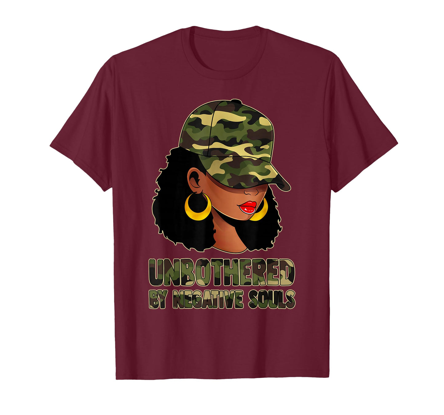 Afro Black Women Camo Melanin Queen Cap Hat Unbothered T-Shirt