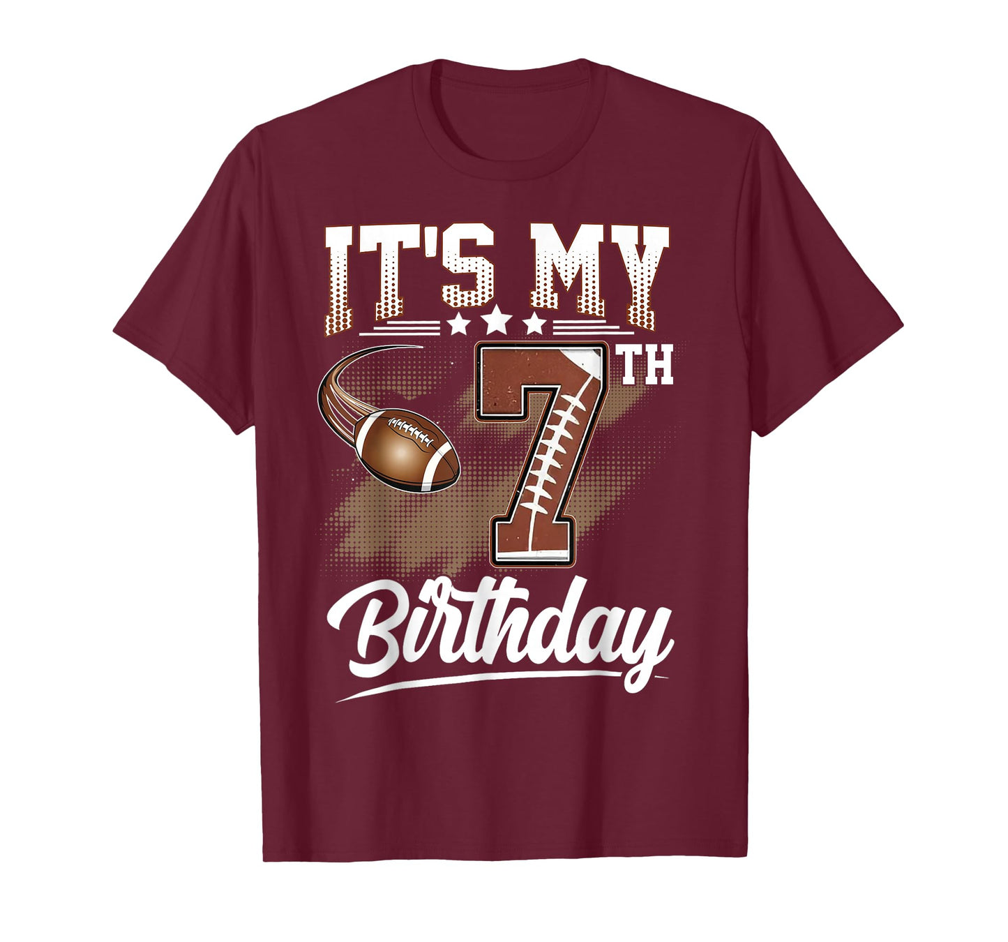 Kids 7 Year Old It's My 7th Birthday Football Themed Party T-Shirt