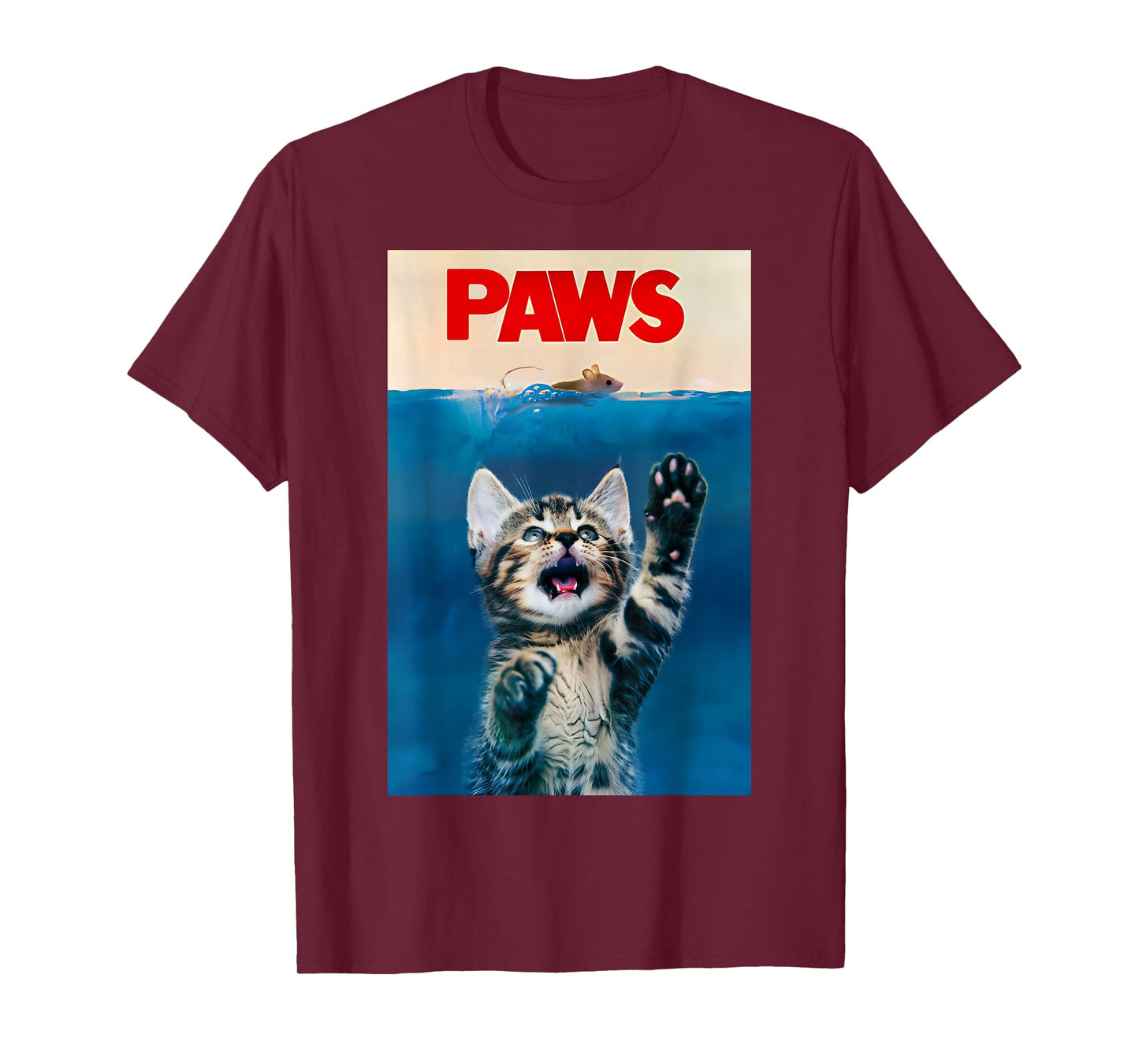 PAWS Funny Cat parody cat Lover Gift Kitten Shark Mouse meow T-Shirt