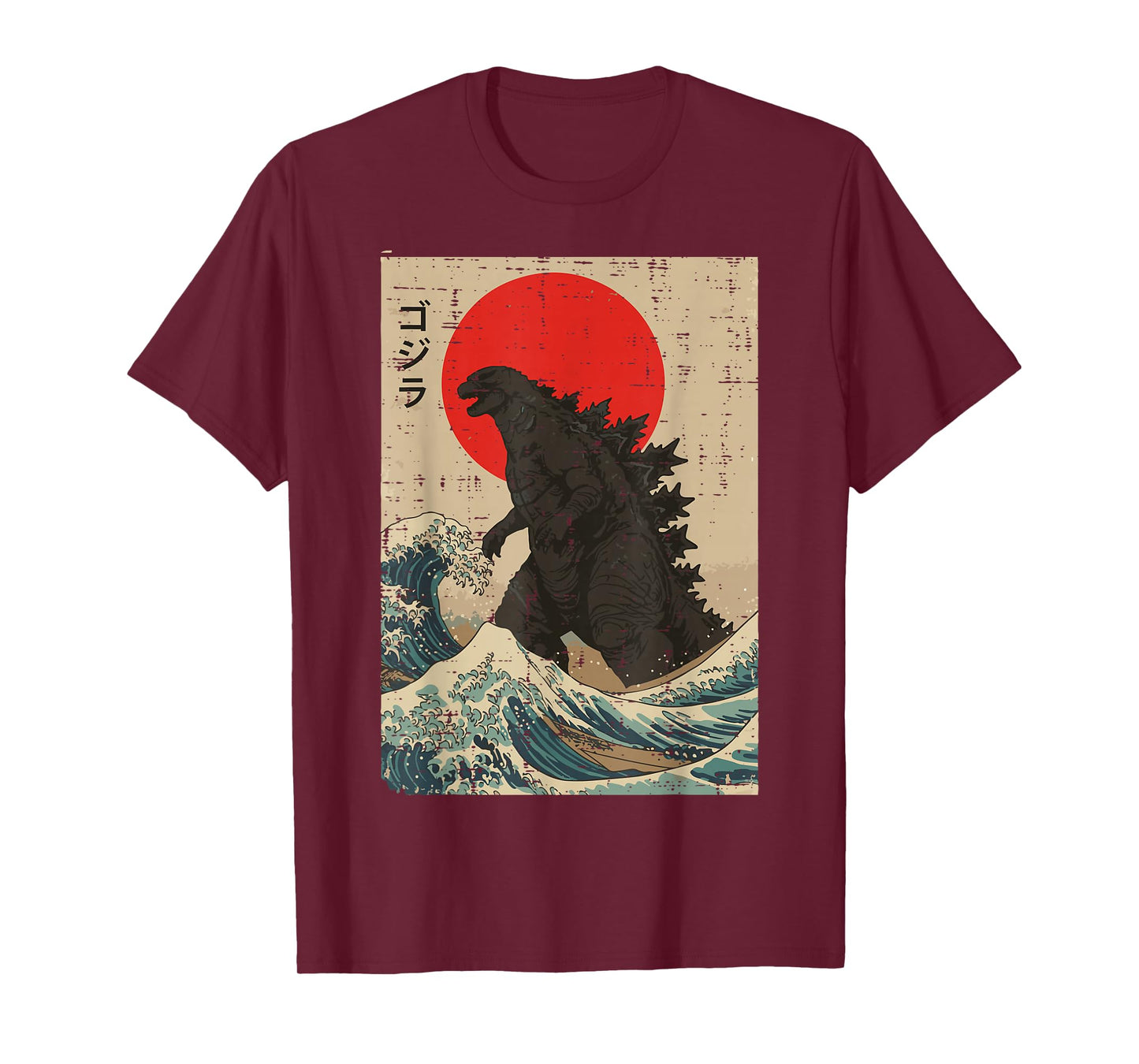 Japanese Kaiju Wave Red Sun Japan Monster Men Women Kids T-Shirt