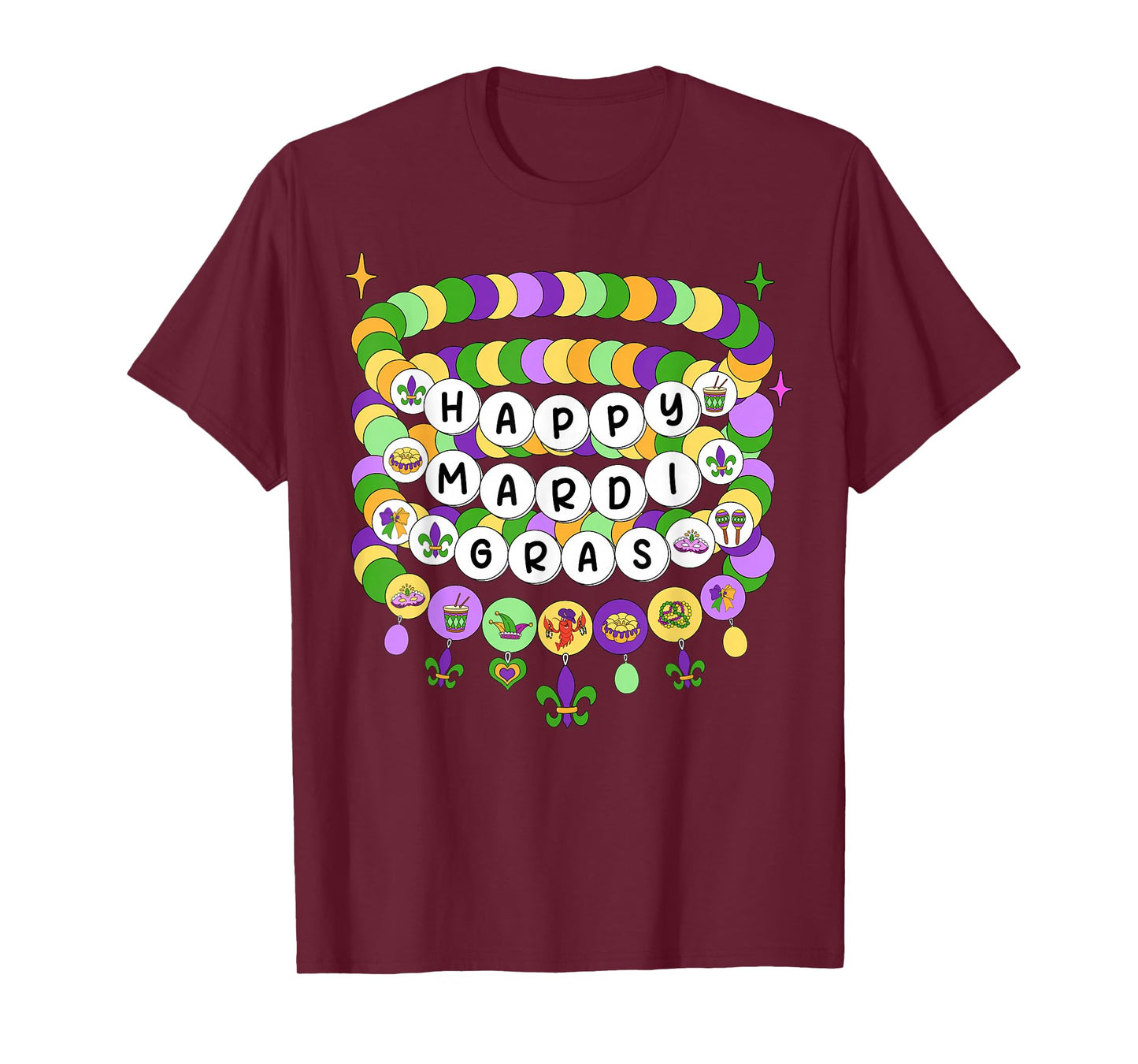 Mardi Gras Friendship Bracelet Mardi Gras Beads Kids Girls T-Shirt