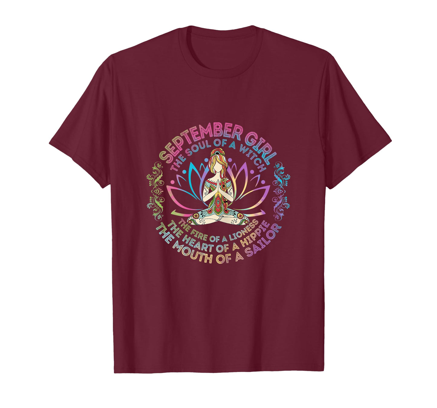 Womens September Girl The Soul Of A Witch Birthday Hippie Soul T-Shirt