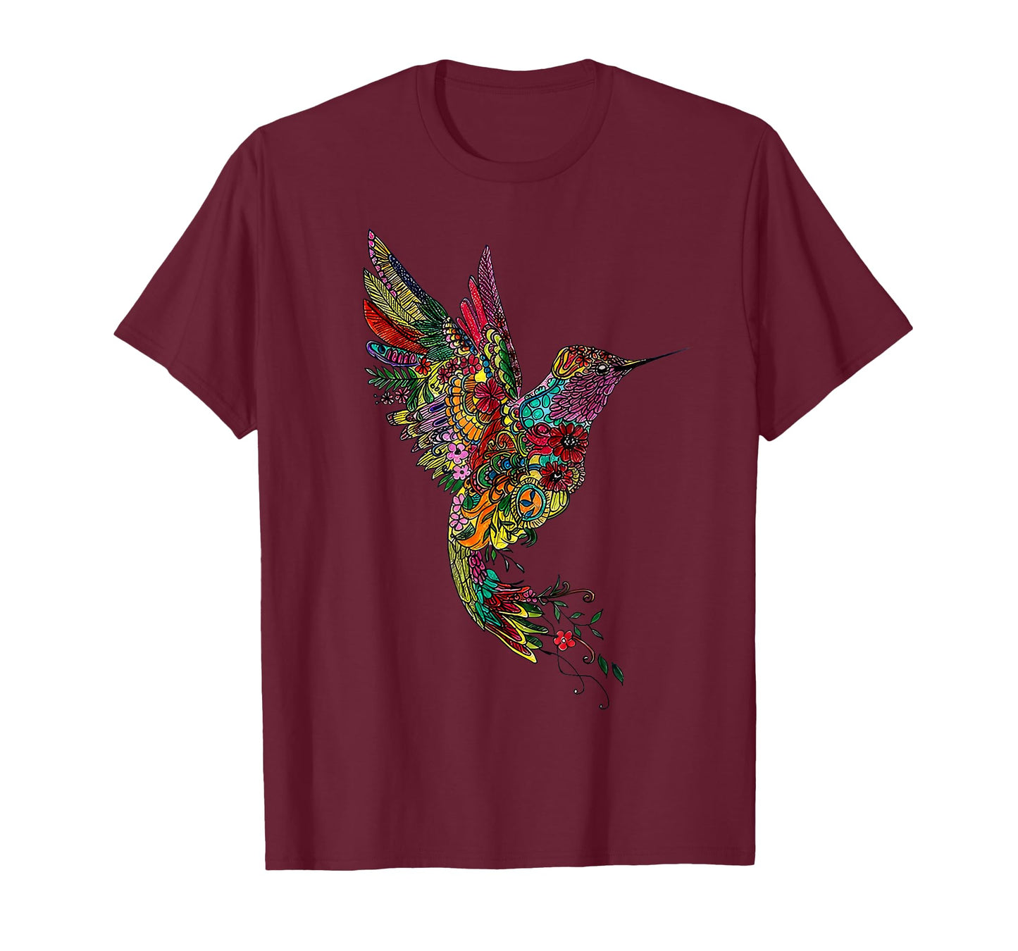Mandala Hummingbird Graphic Yoga Art Spiritual Meditation T-Shirt