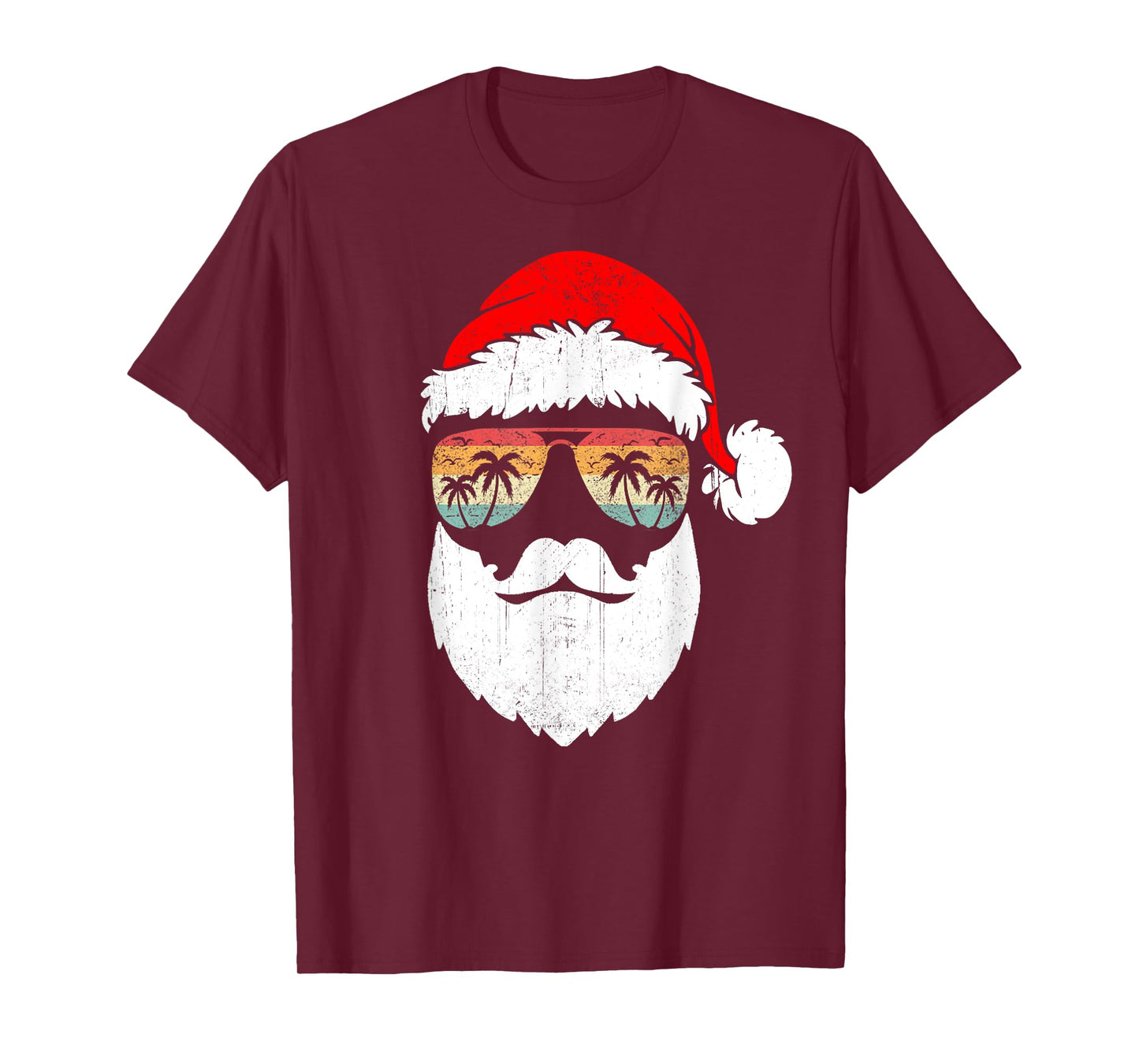 Santa Face Retro Sunglasses Hawaiian Christmas Xmas Tropical T-Shirt