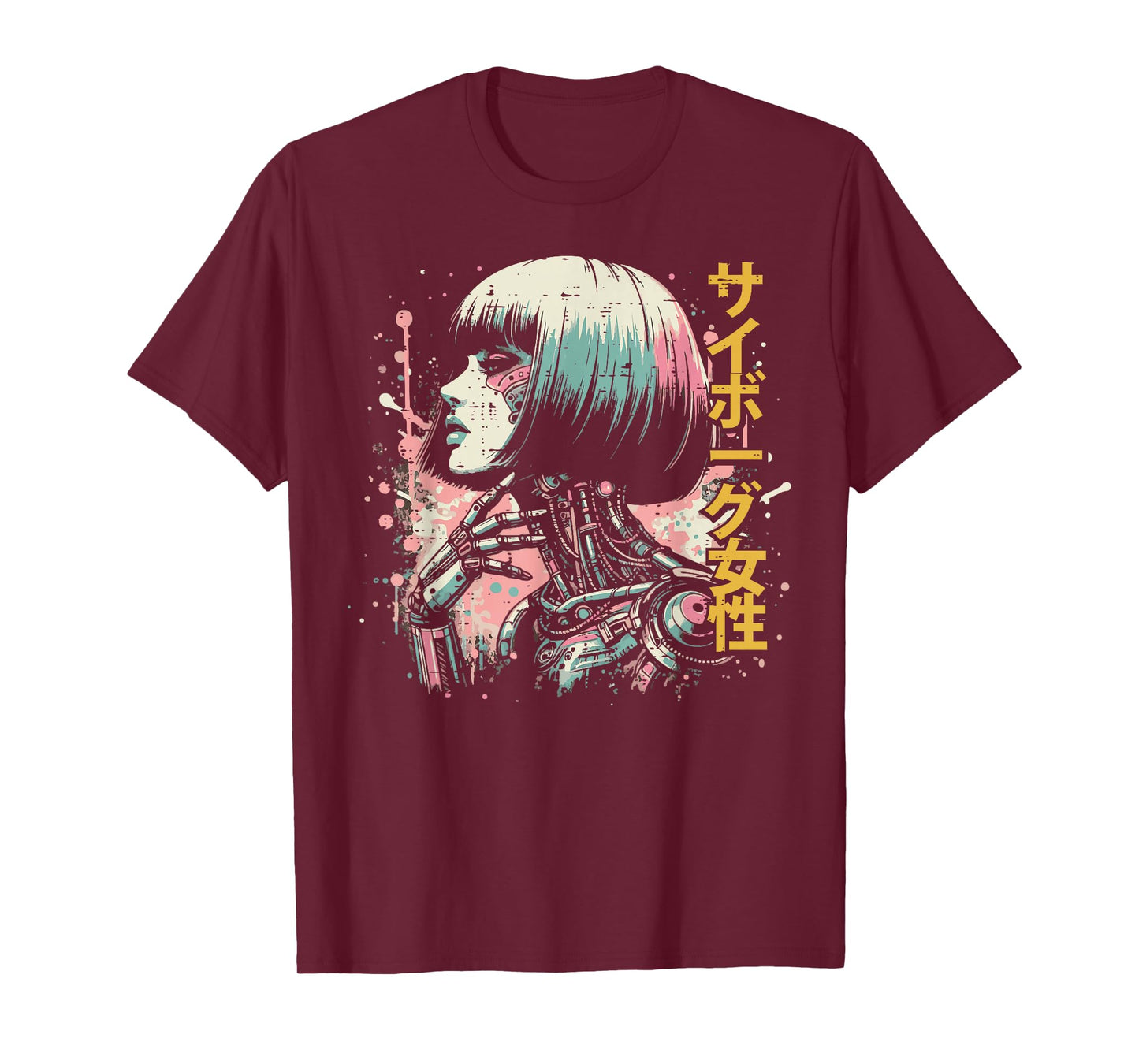 Japanese Cyborg Woman Cyberpunk Art Women Girls Kids Men T-Shirt