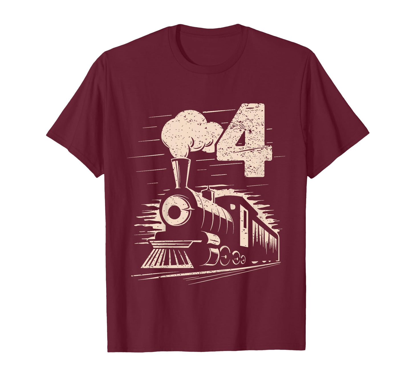 Funny Vintage 4th Train Birthday Boy Girl 4 Year Old T-Shirt