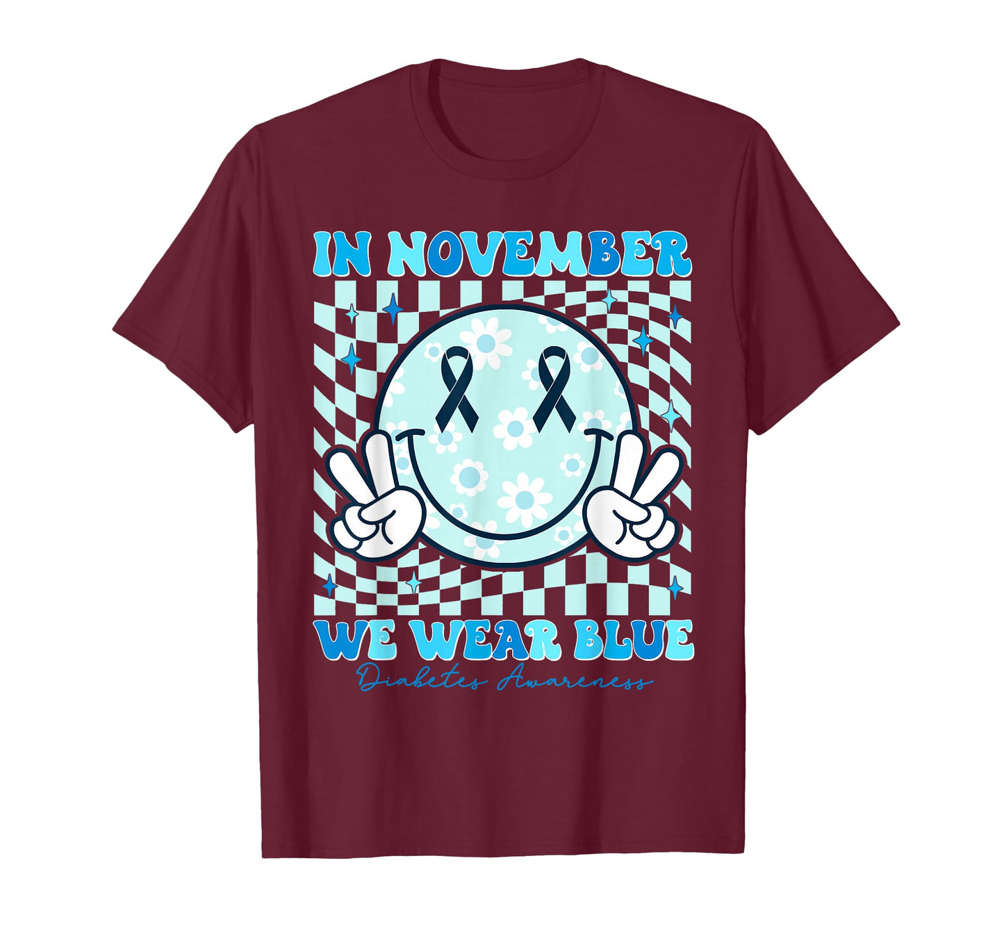 In November We Wear Ribbon Blue Diabetes Awareness Woman Men T-Shirt