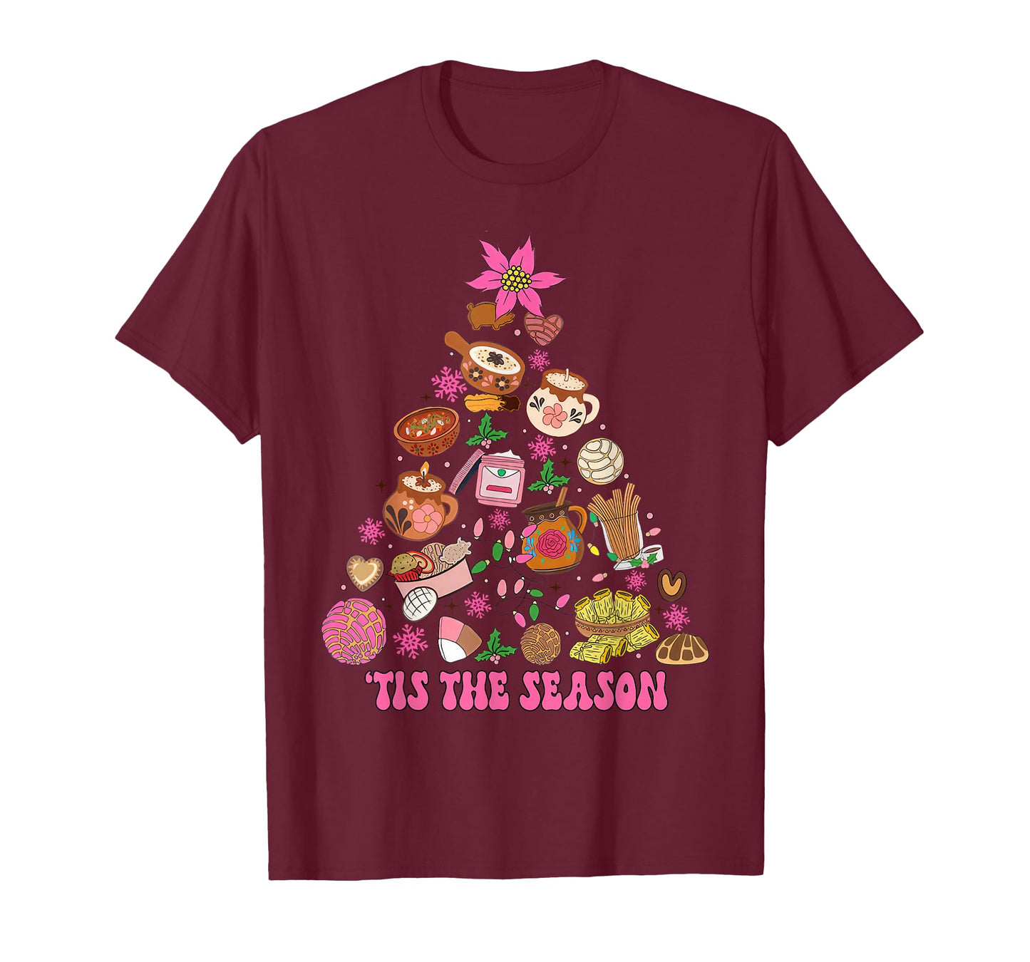 Tis The Season Mexican Christmas Tree Tamales Pan Dulce T-Shirt