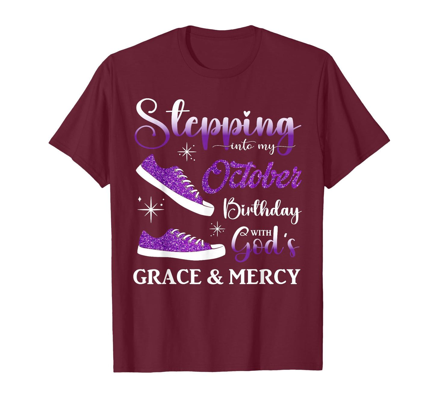 Stepping into My October Birthday Men Women Kids October BD T-Shirt