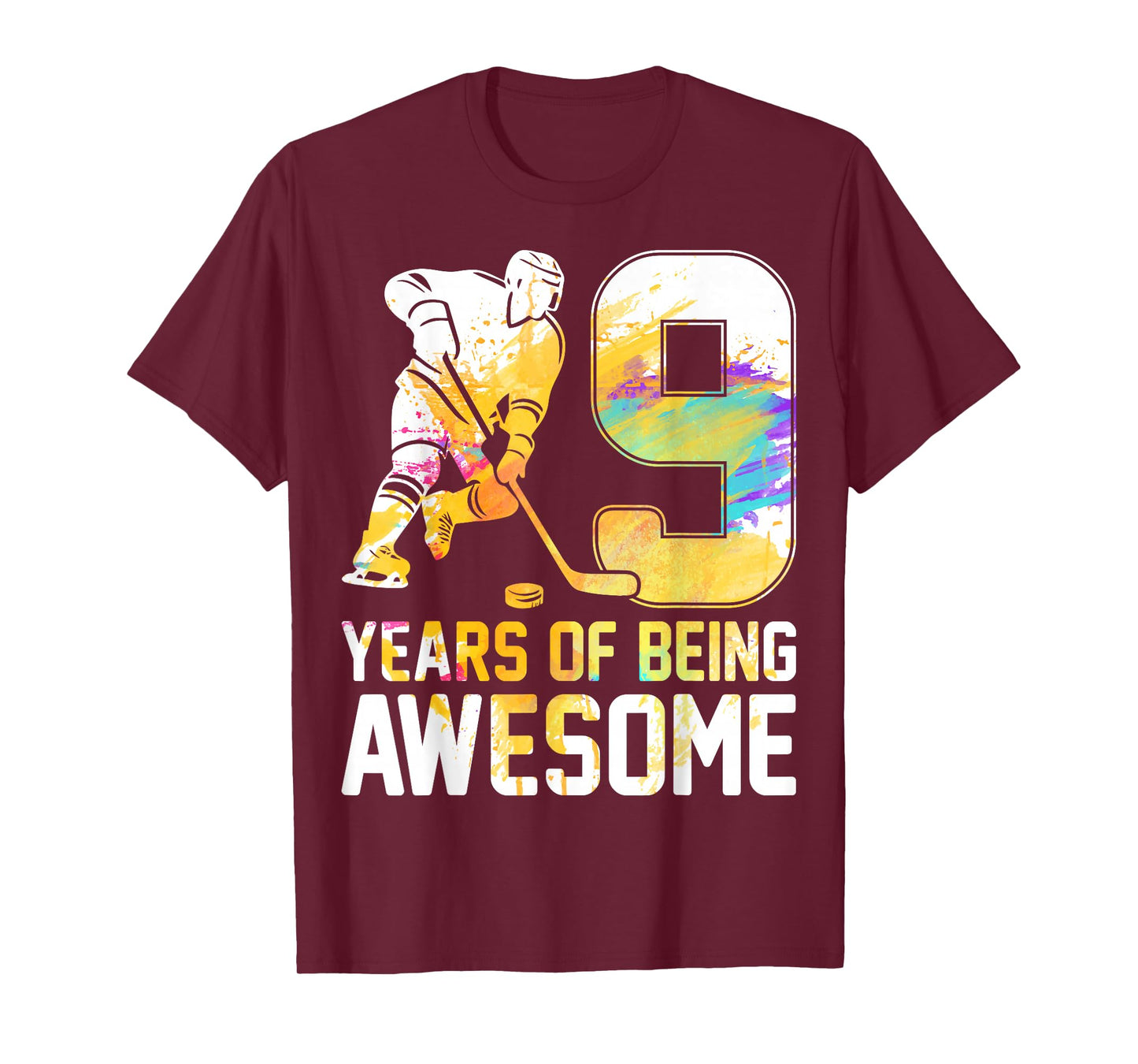 9 Years Of Being Awesome Ice Hockey 9th Birthday Party T-Shirt