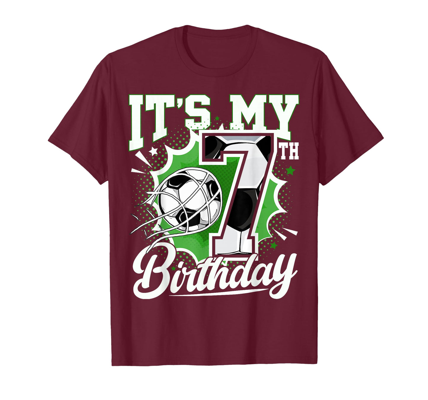 Kids 7 Year Old Birthday It's My 7th Birthday Soccer Ball T-Shirt