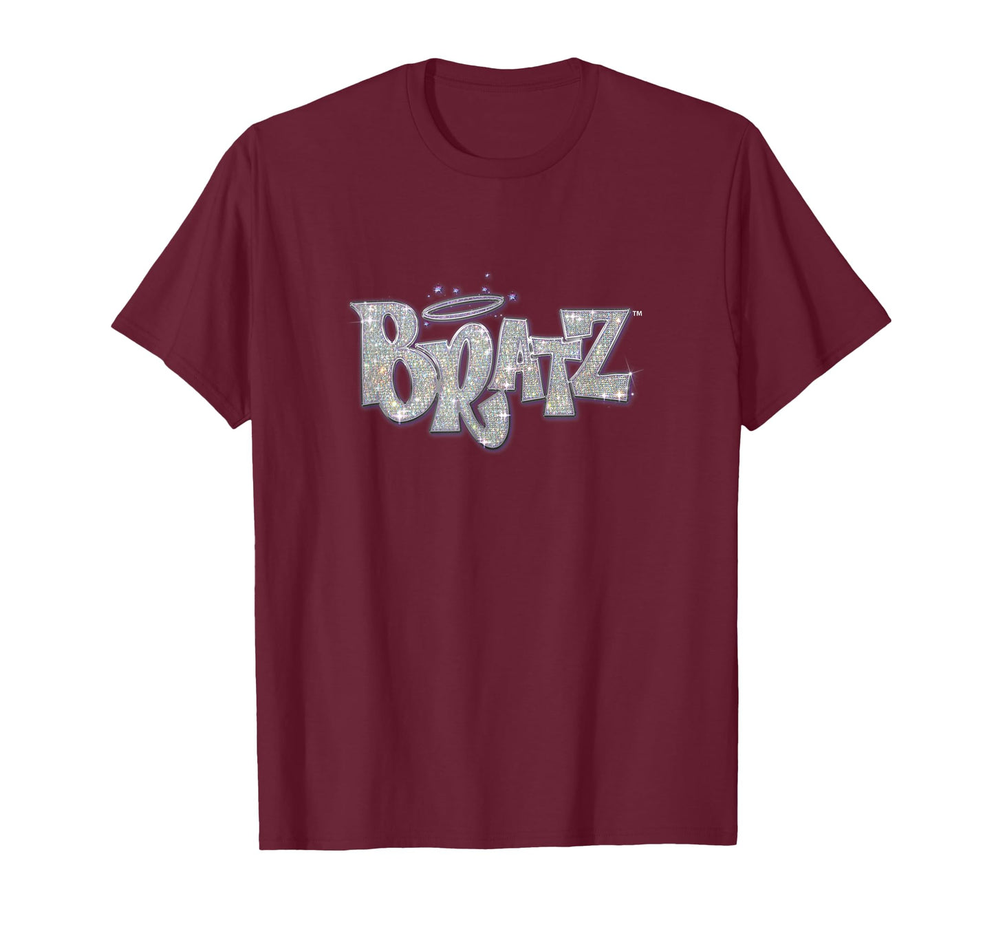 Bratz Silver Glitter Logo Purple Lining Angel Halo Sparkles T-Shirt