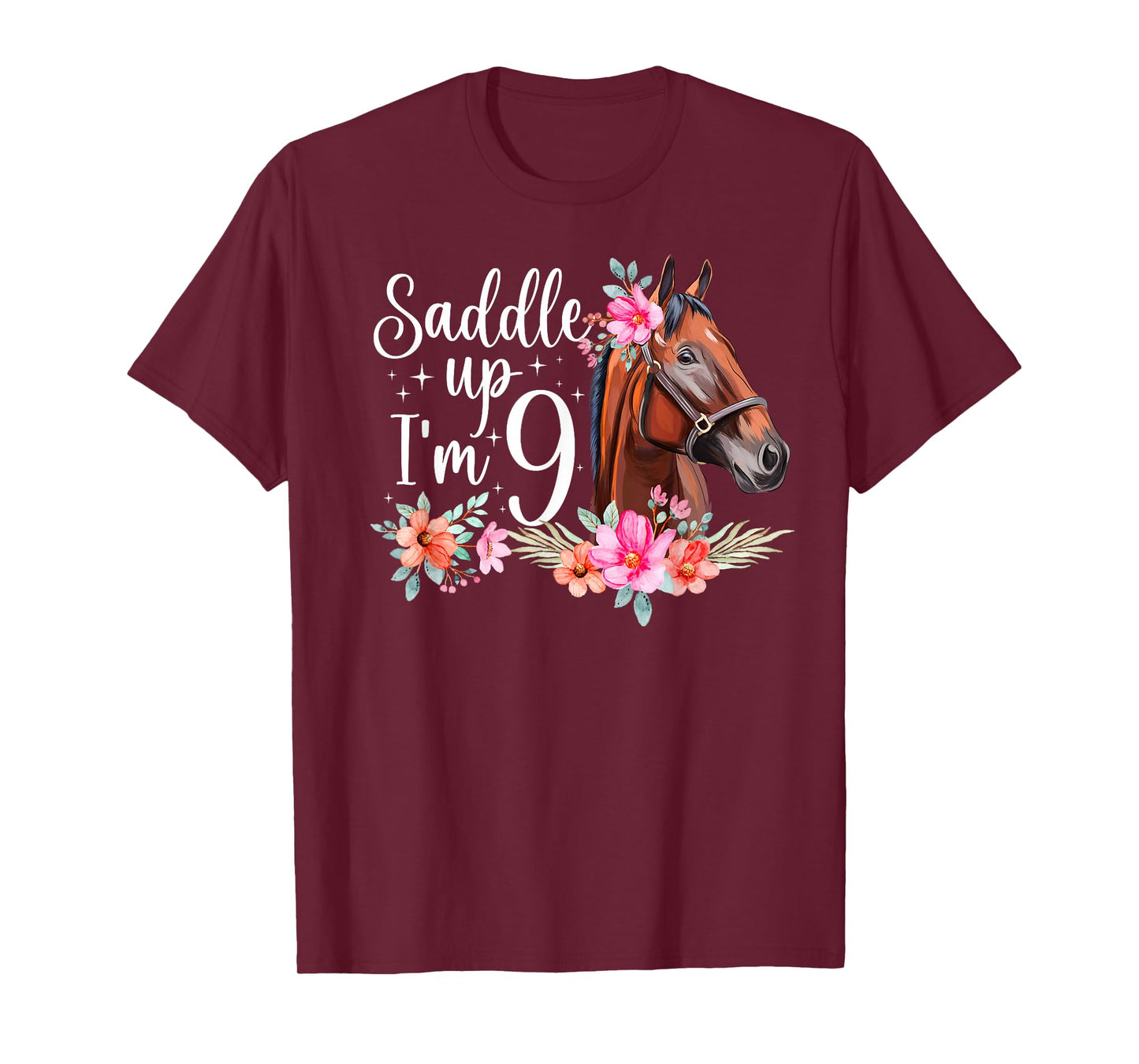 9th Horse Birthday Nine Year Old Girl Horses Birthday T-Shirt