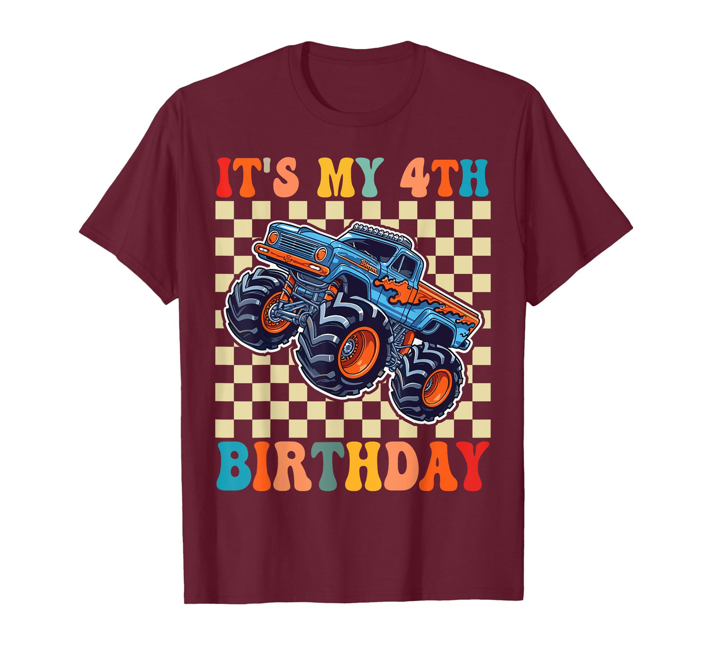 4 Years Old Boy Girl It's My 4th Birthday Boys Monster Truck T-Shirt