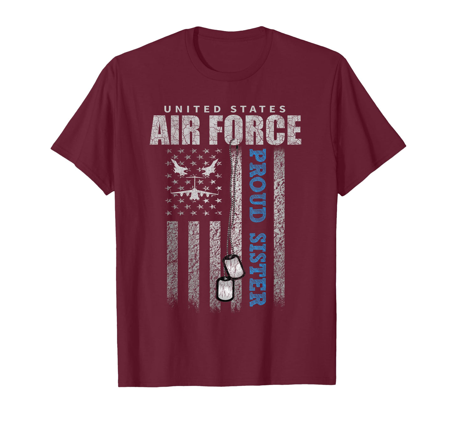 Proud Air Force Sister Of The US Air Force USA Flag T-Shirt