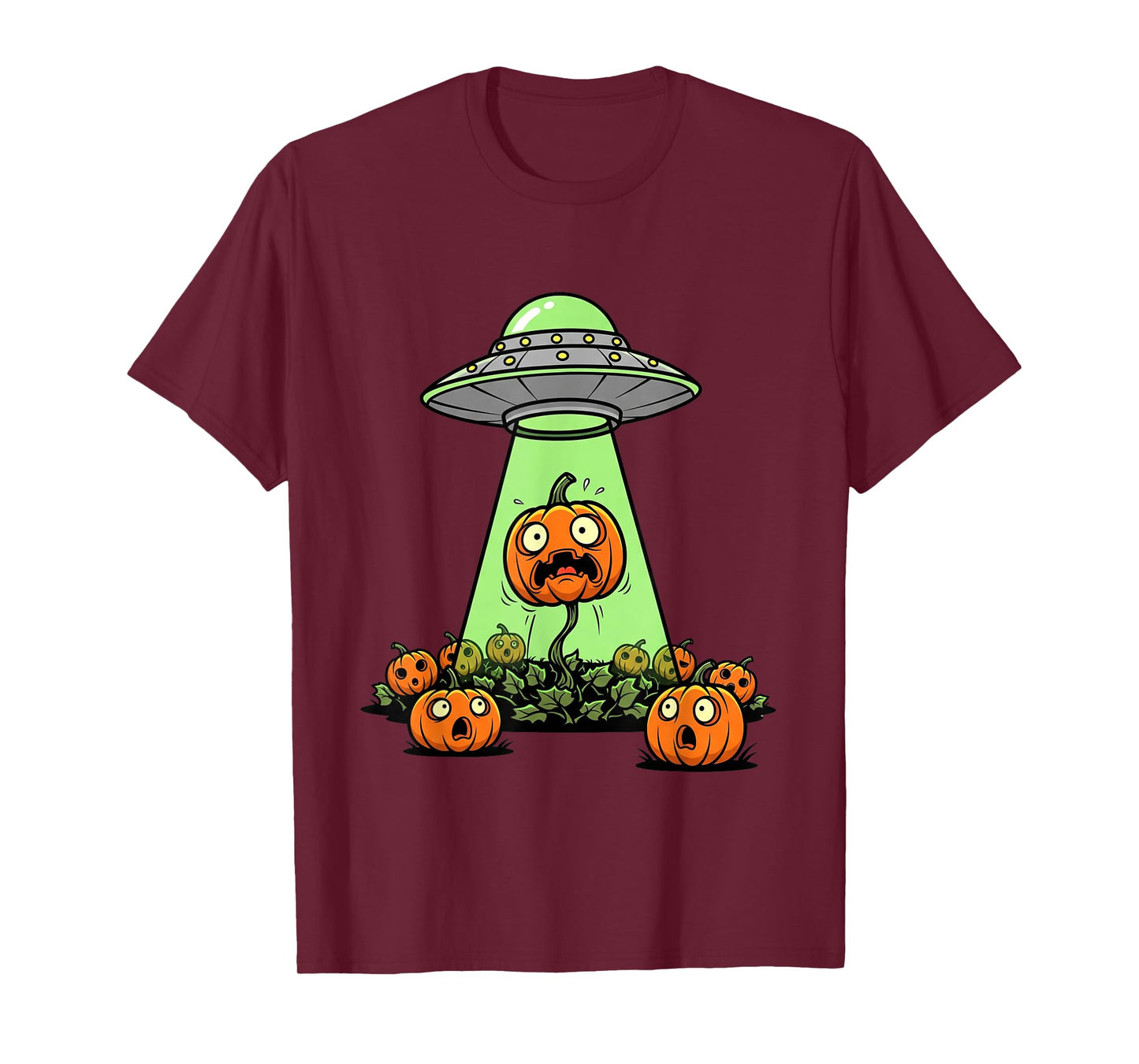 Alien Abduction Funny Pumpkin Halloween Light UFO Tee Jack O T-Shirt