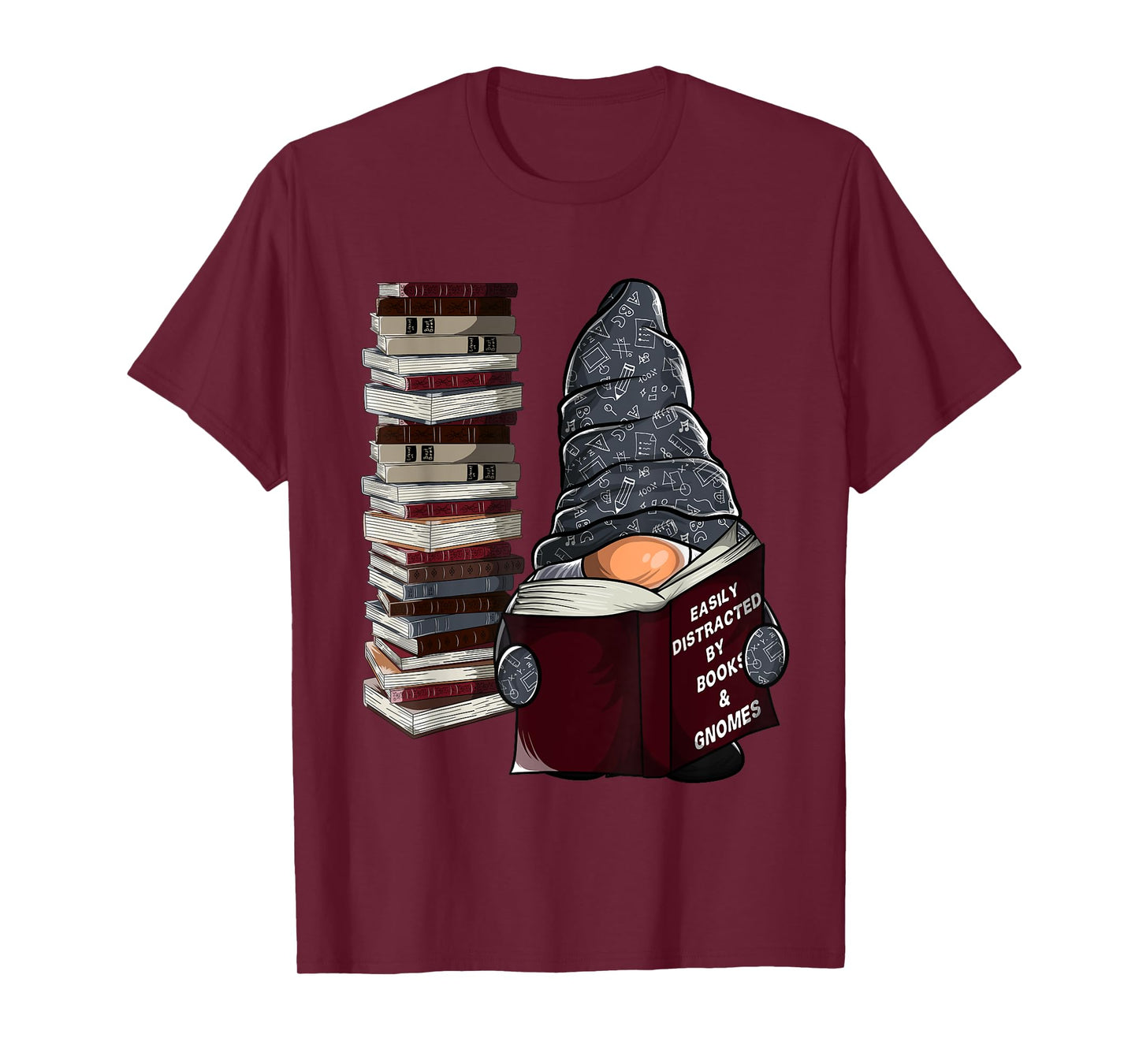 Easily distracted by books & gnomes, garden gnome book lover T-Shirt