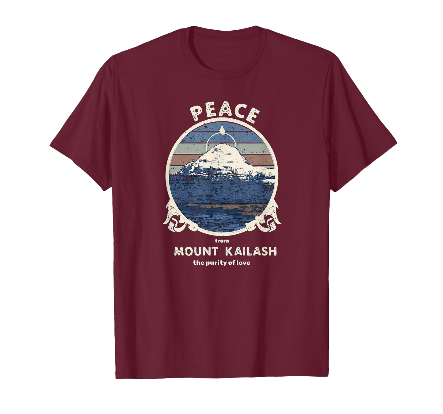 Mount Kailash Peace, Purity of Love Meditation Retro Print T-Shirt