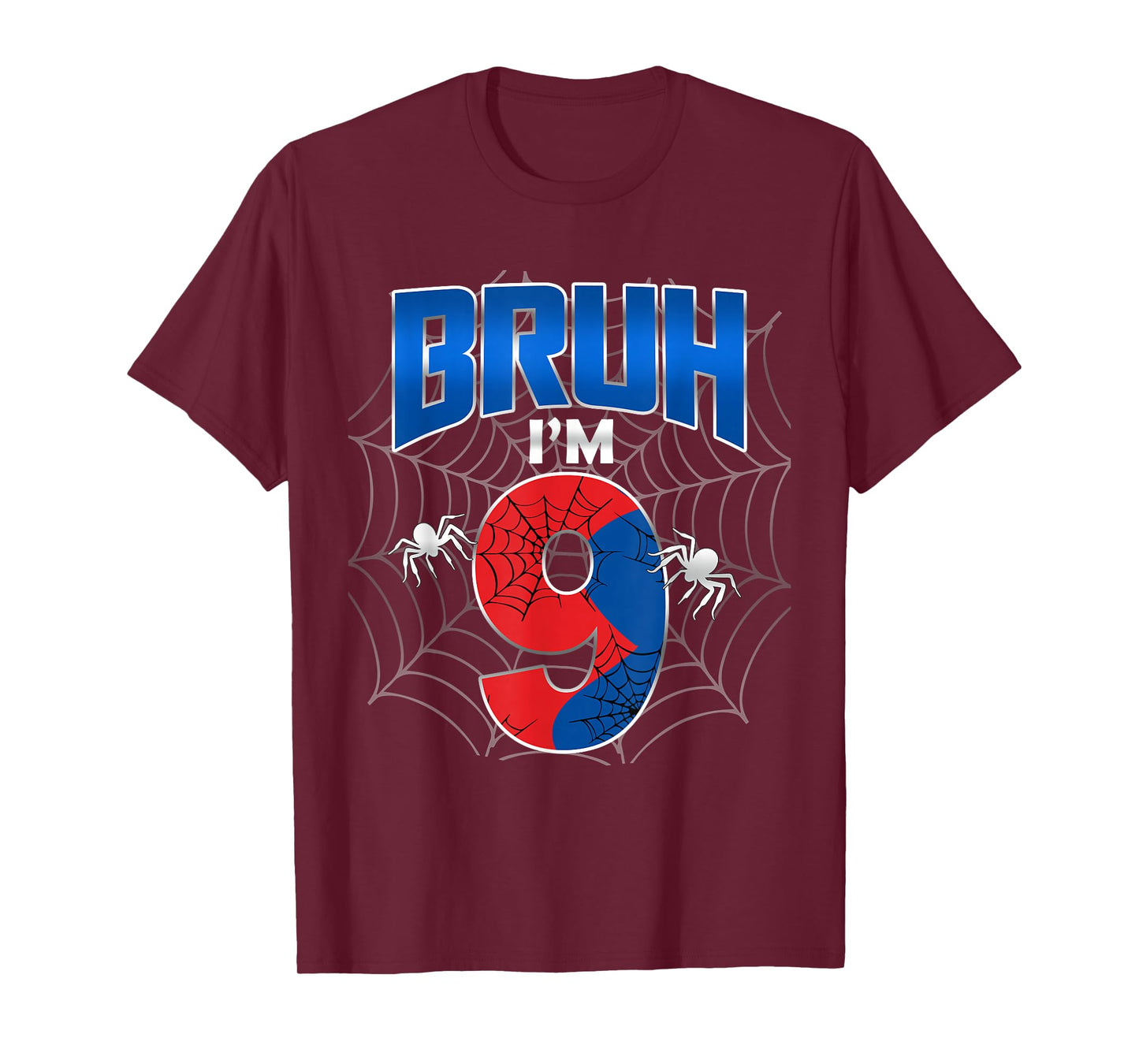 Bruh I'm 9 Year Old It's My 9th Birthday Boy Spider Web T-Shirt