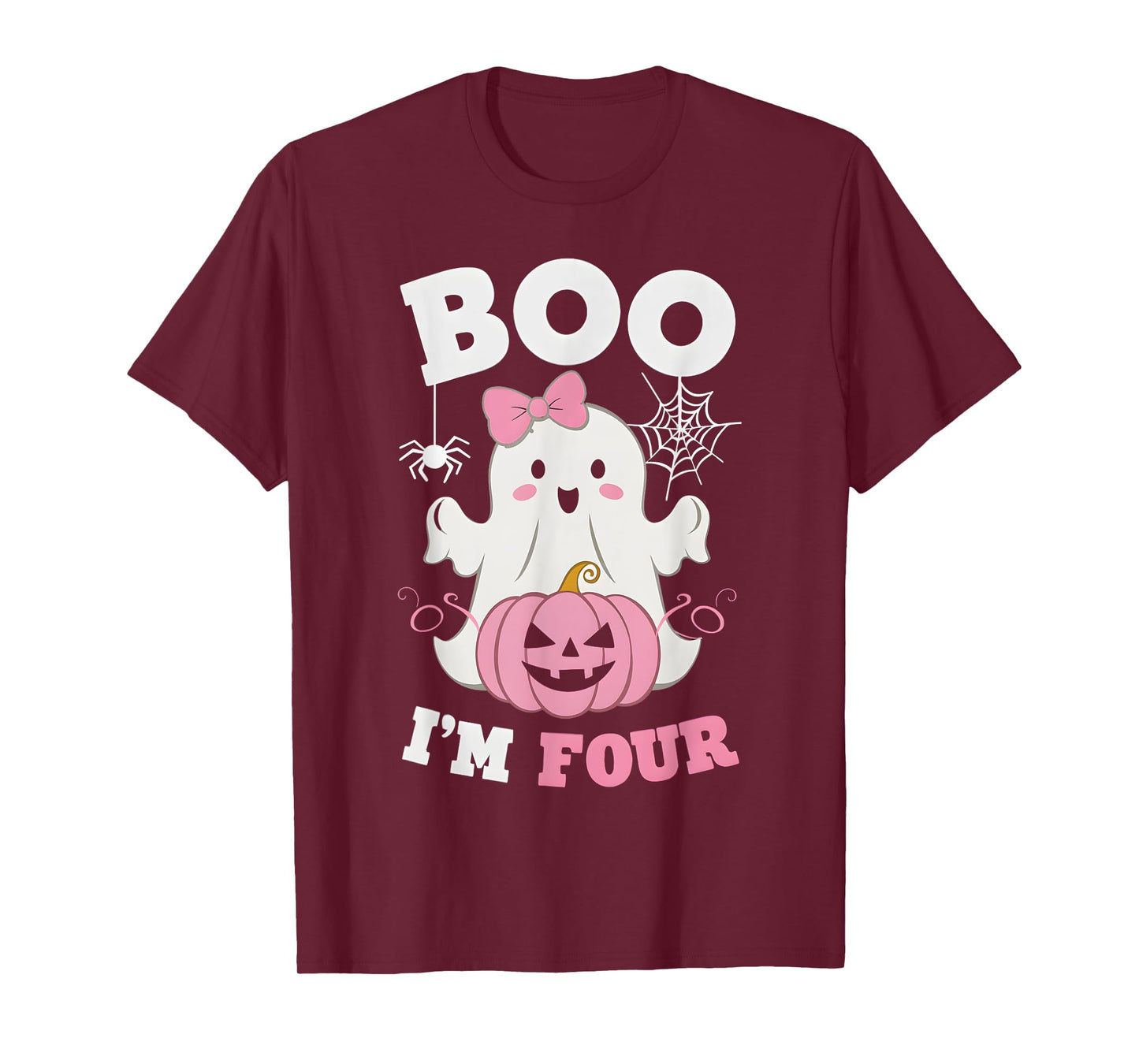 Ghost Boo I'm Four Year 4th Birthday Girls Halloween Groovy T-Shirt